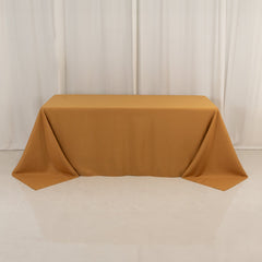 Premium Polyester 90"x132" Rectangle Tablecloth Gold - Seamless 220GSM Stain-Resistant Design for Luxurious Events