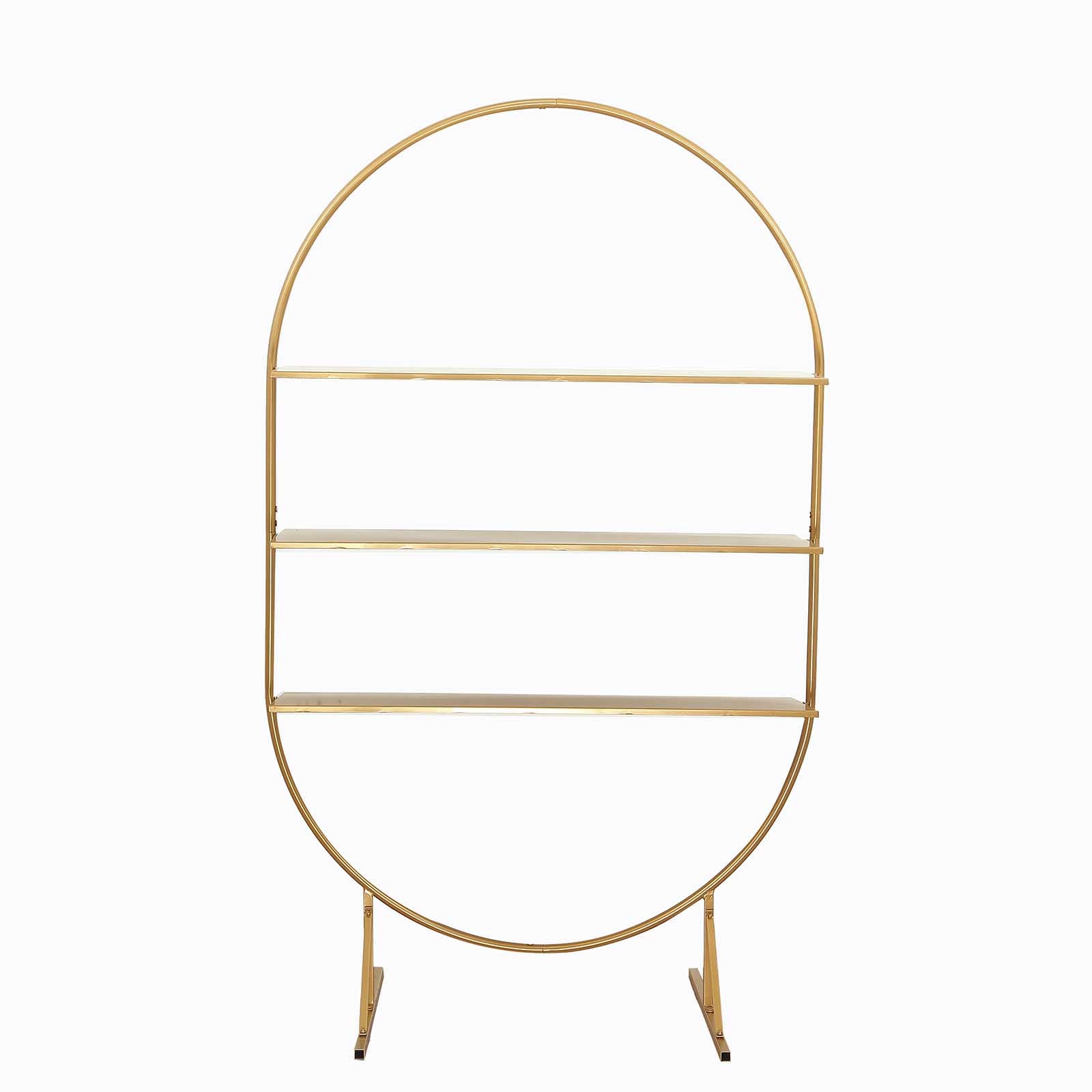 3-Tier Metal Oval Cupcake Dessert Stand Gold for Luxurious Event and Party Settings 6.5ft