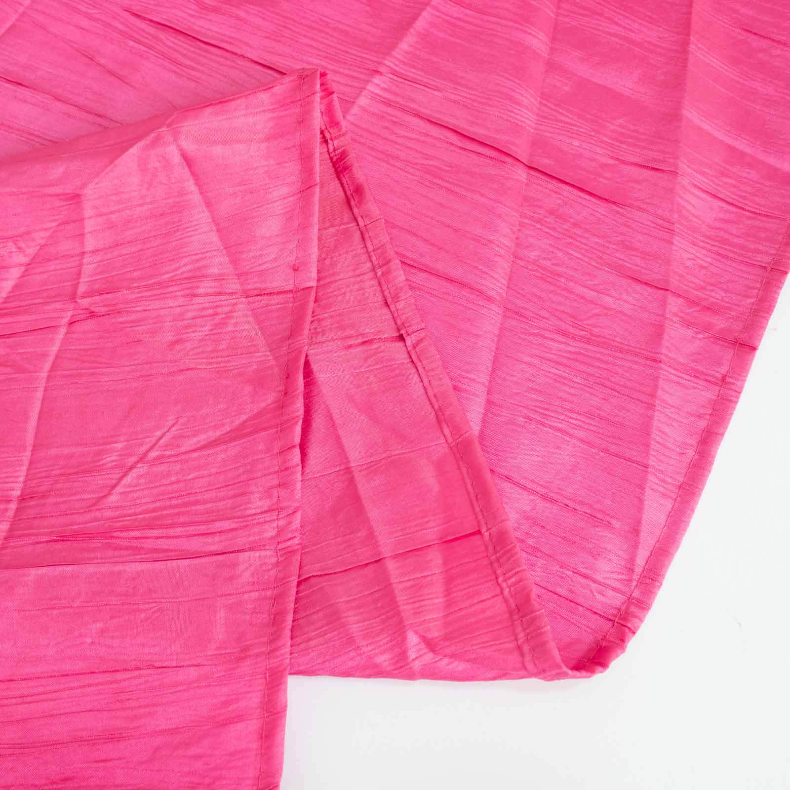 Taffeta 120" Round Tablecloth Fuchsia - Seamless Accordion Crinkle Table Cover