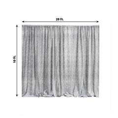 20ftx10ft Silver Metallic Shimmer Tinsel Event Curtain Drapes, Backdrop Event Panel
