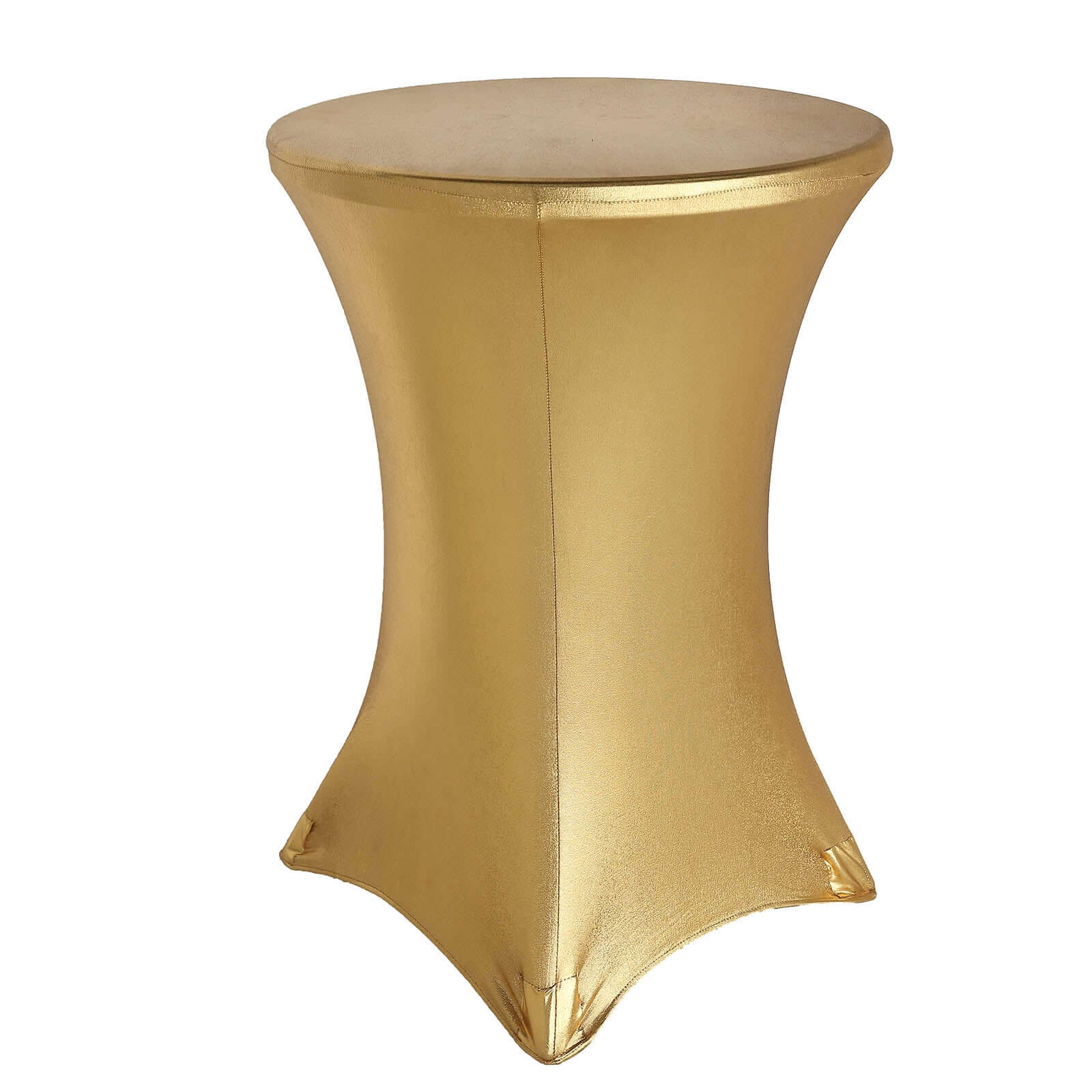 Metallic Spandex 30" Fitted Round Cocktail Table Cover Gold Highboy Tablecloth - Stretch Fit & Water-Resistant for Stylish Decor