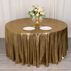 Sequin Dots Polyester Round 120" Tablecloth Shimmering Antique Gold - Wrinkle Free & Sparkling Table Cover
