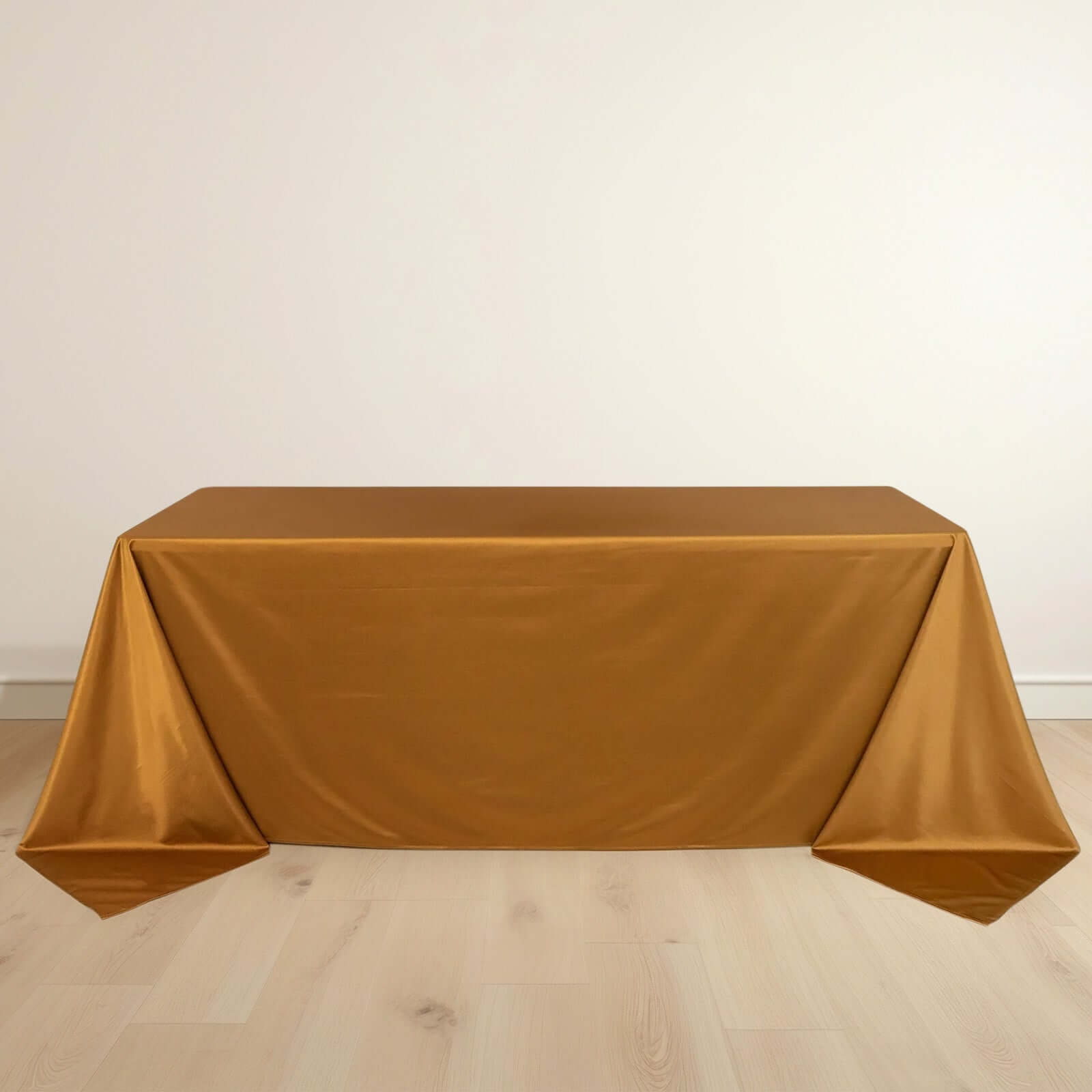 Scuba Rectangular 90"x132" Tablecloth Shimmering Gold - Wrinkle Free & Stain Resistant Seamless Table Cover for Weddings and Parties
