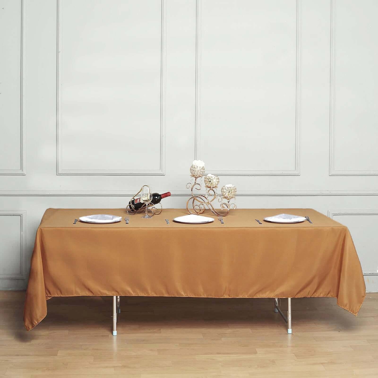 Polyester 60"x102" Rectangle Tablecloth Gold - Durable and Stylish Table Cover for Special Events