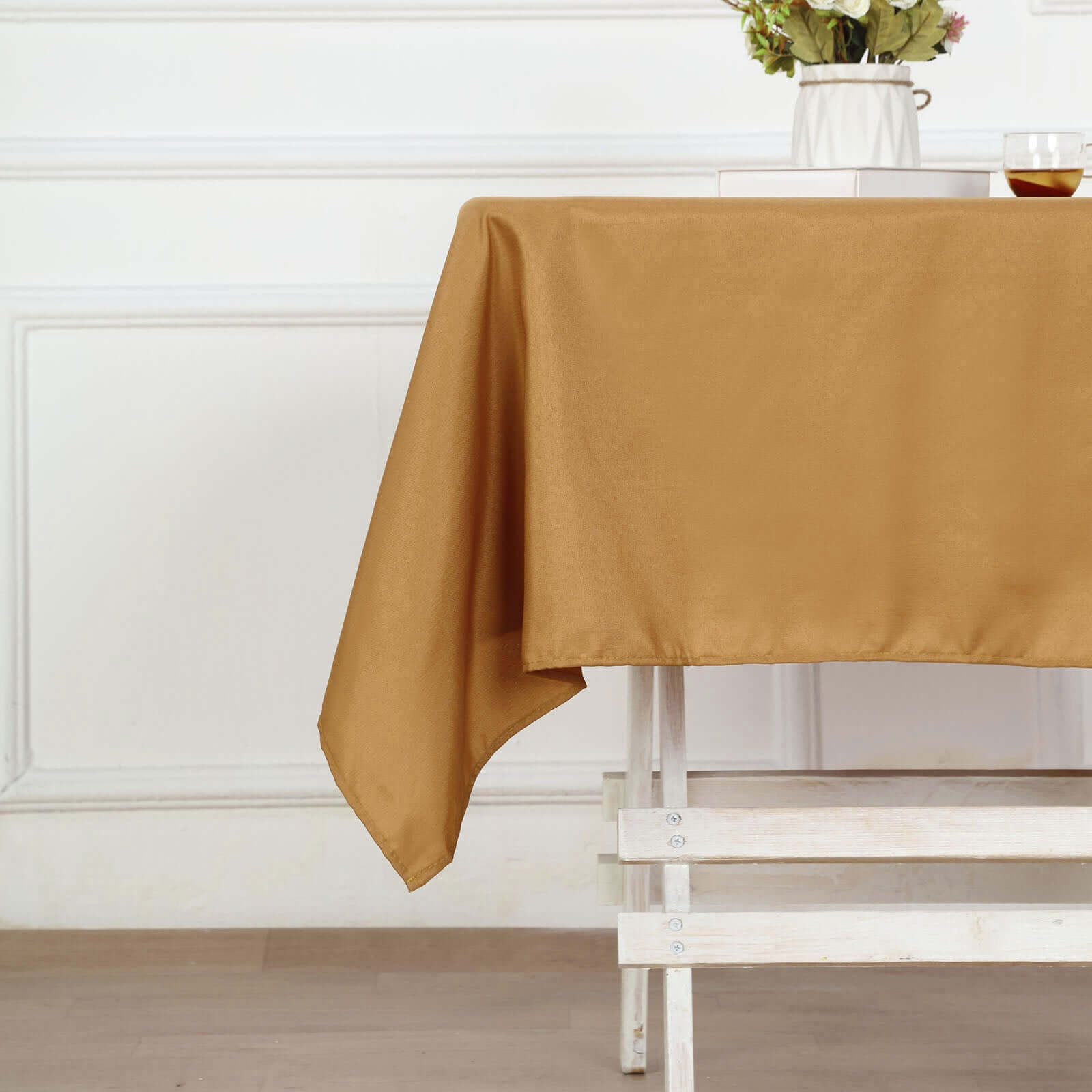 Polyester Square 54"x54" Tablecloth Gold - Wrinkle-Resistant & Durable Table Cover for Events