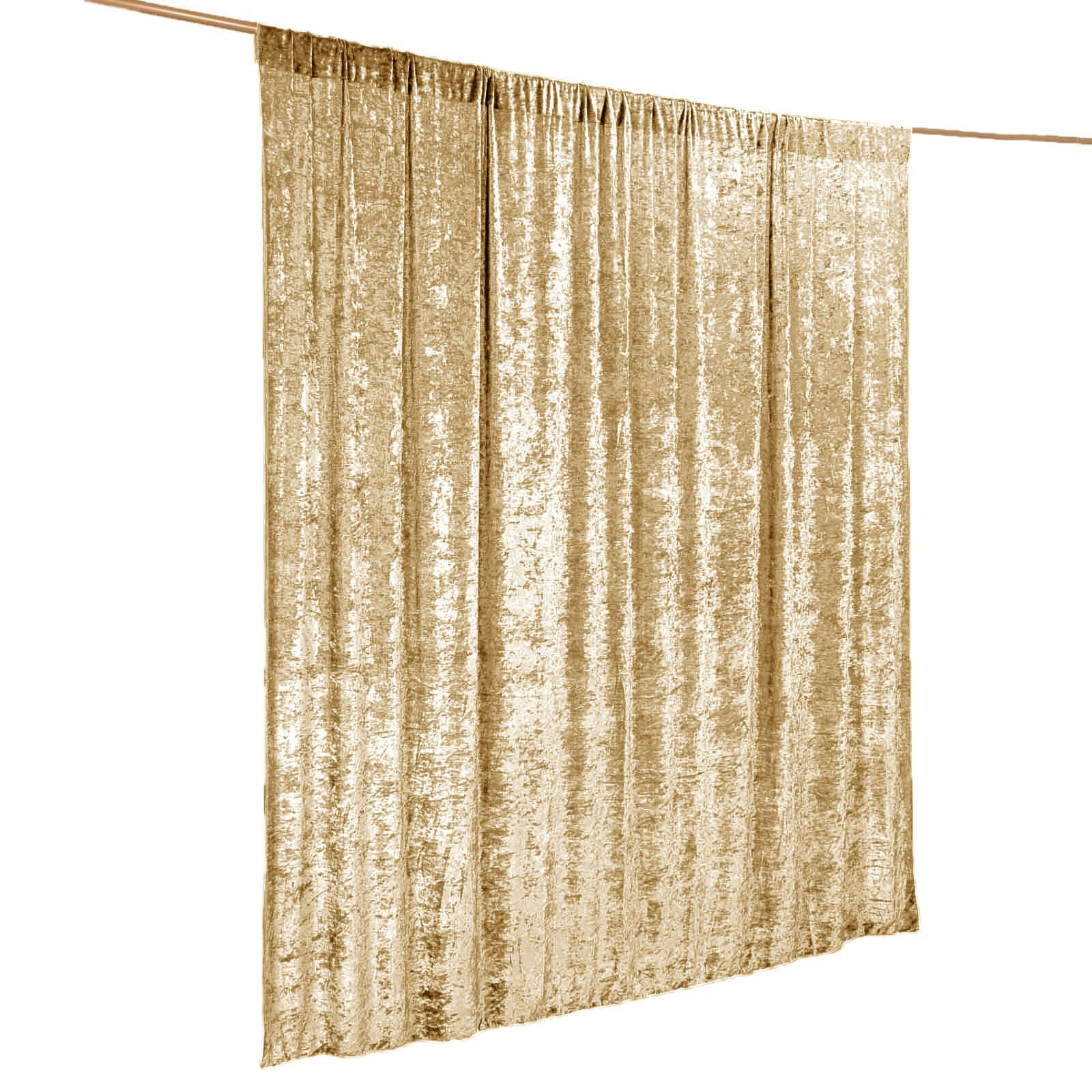 Champagne Crushed Velvet Backdrop Curtain – 8ft x 8ft Event Drape with Rod Pocket, Privacy Panel for Photo Booths & Events