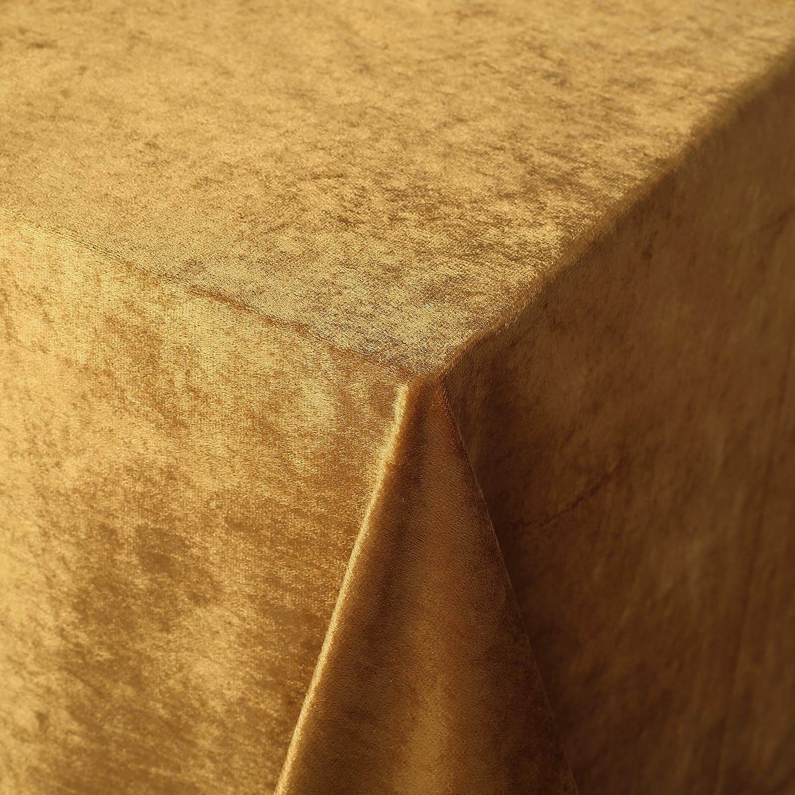 Premium Velvet 90"x156" Rectangle Tablecloth Gold - Reusable Soft & Stylish Seamless Table Cover for Sophisticated Weddings & Events