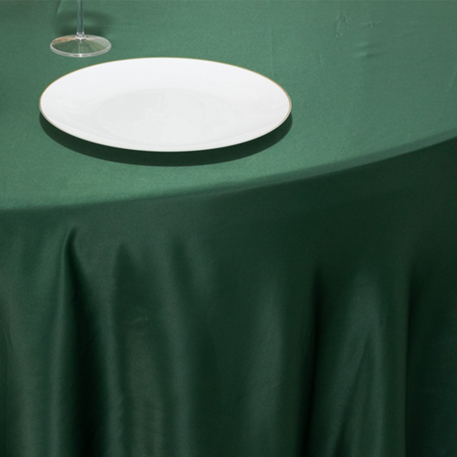 Lamour Satin 120" Round Tablecloth Hunter Emerald Green - Seamless Table Cover with Soft Tempered Sheen