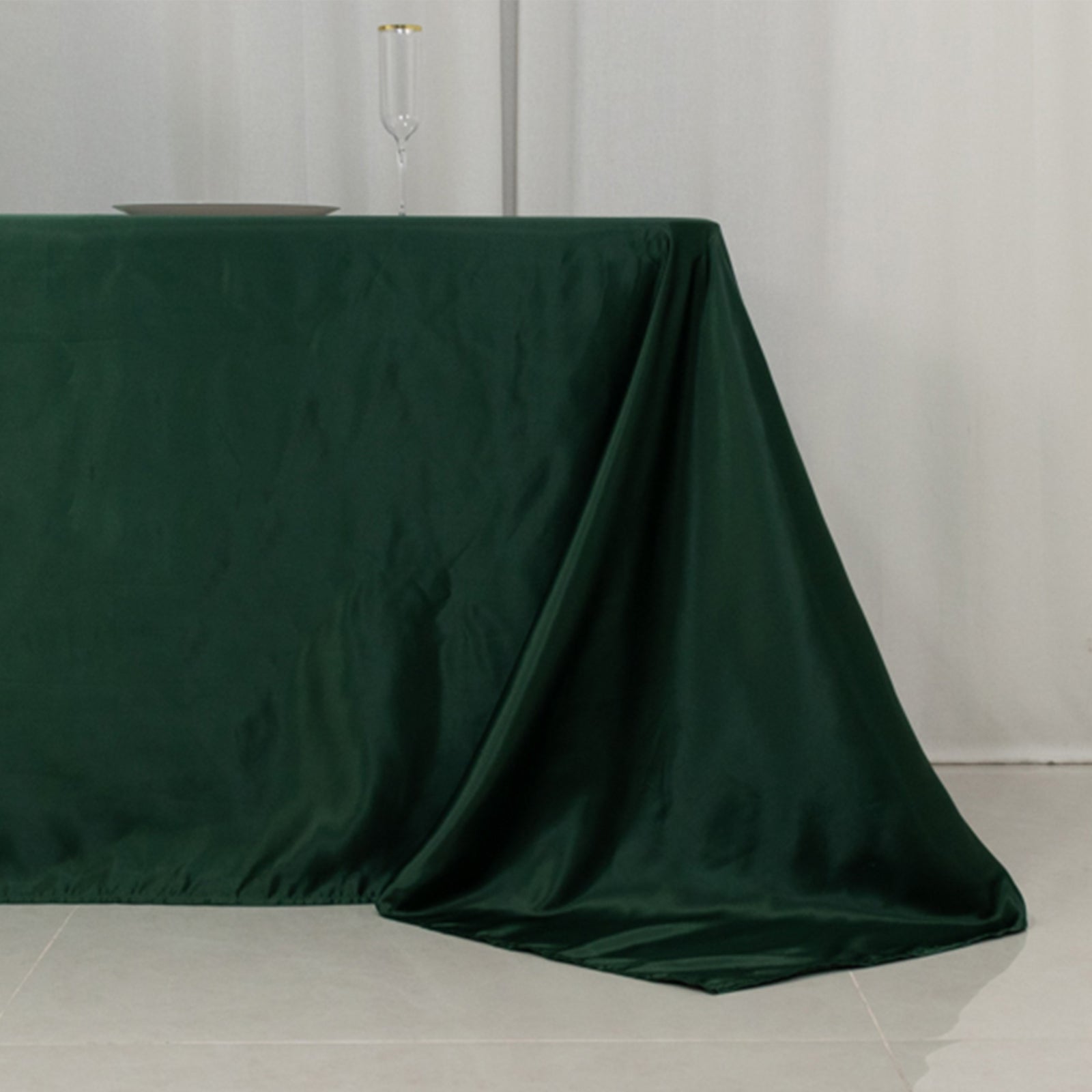 Lamour Satin 90"x156" Rectangle Tablecloth Hunter Emerald Green - Luxurious, Soft Seamless Table Cover