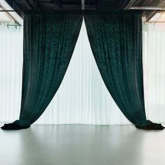 Hunter Emerald Green Crushed Velvet Backdrop Curtain – 5ft x 12ft Event Drape with Rod Pocket, Privacy Panel for Photo Booths & Events