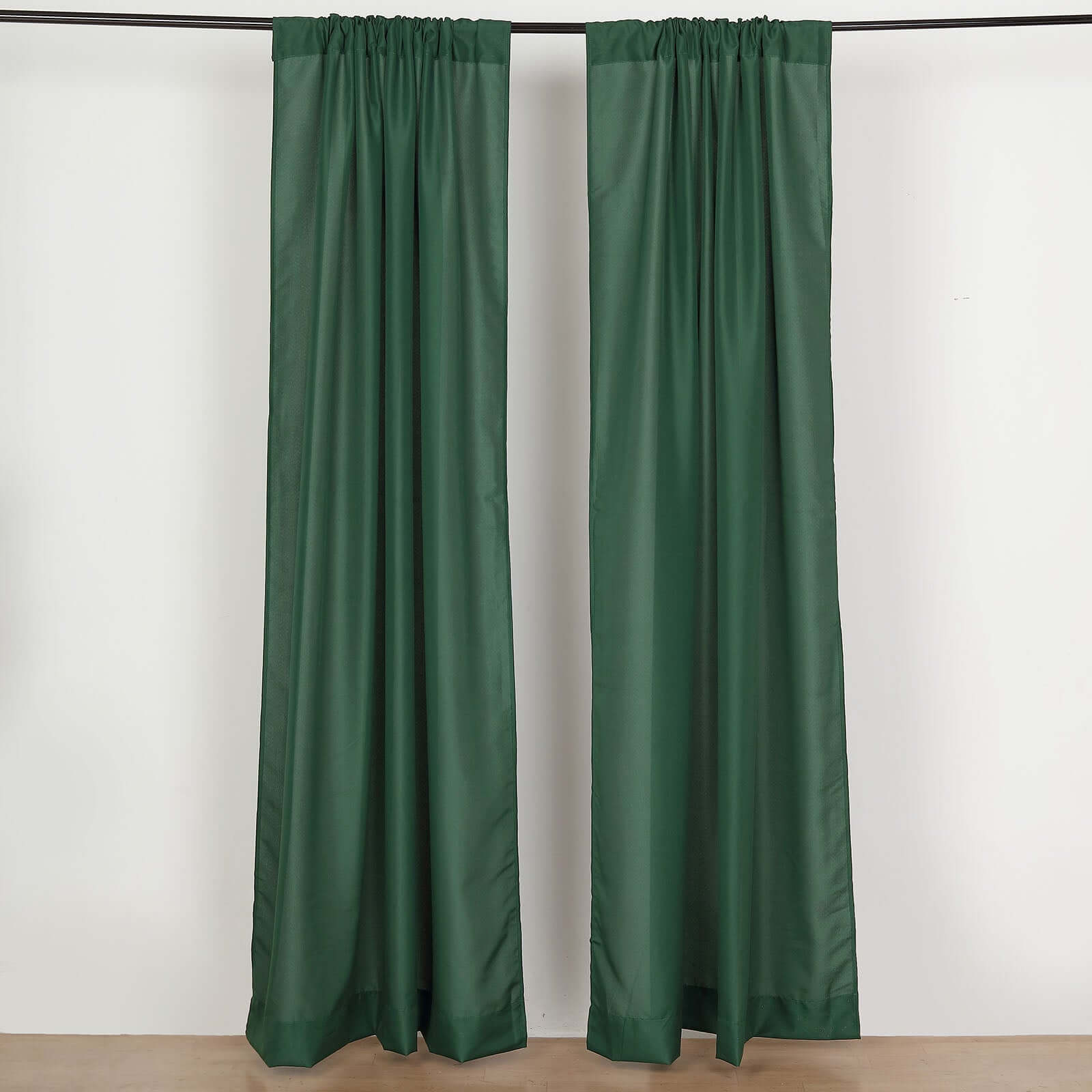 2 Pack Hunter Emerald Green Polyester Event Curtain Drapes, 10ftx8ft Backdrop Event Panels With Rod Pockets 130 GSM