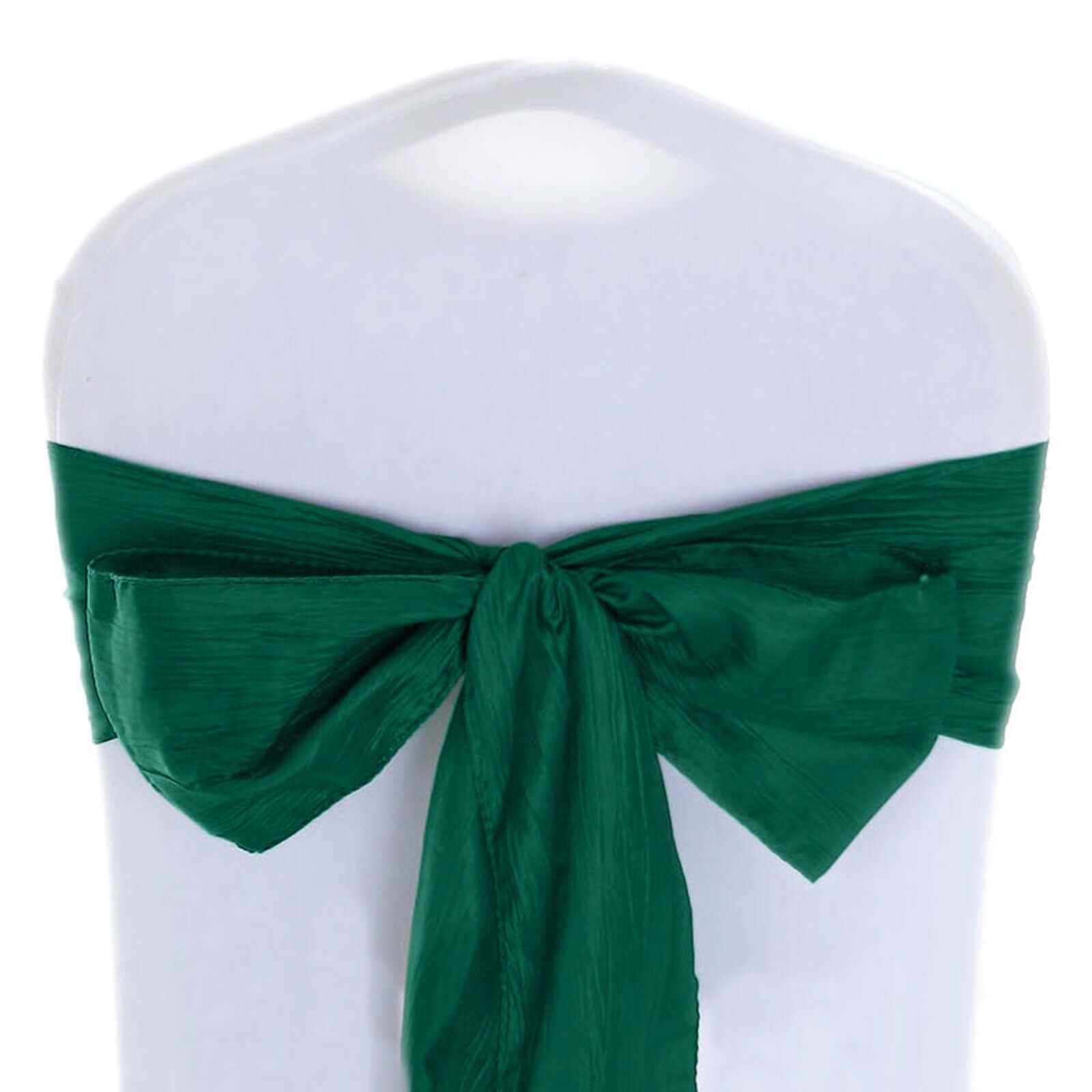 5 Pack Taffeta 6"x106" Chair Sashes Hunter Emerald Green Accordion Crinkle Texture - Stylish Decor for Weddings & Gatherings