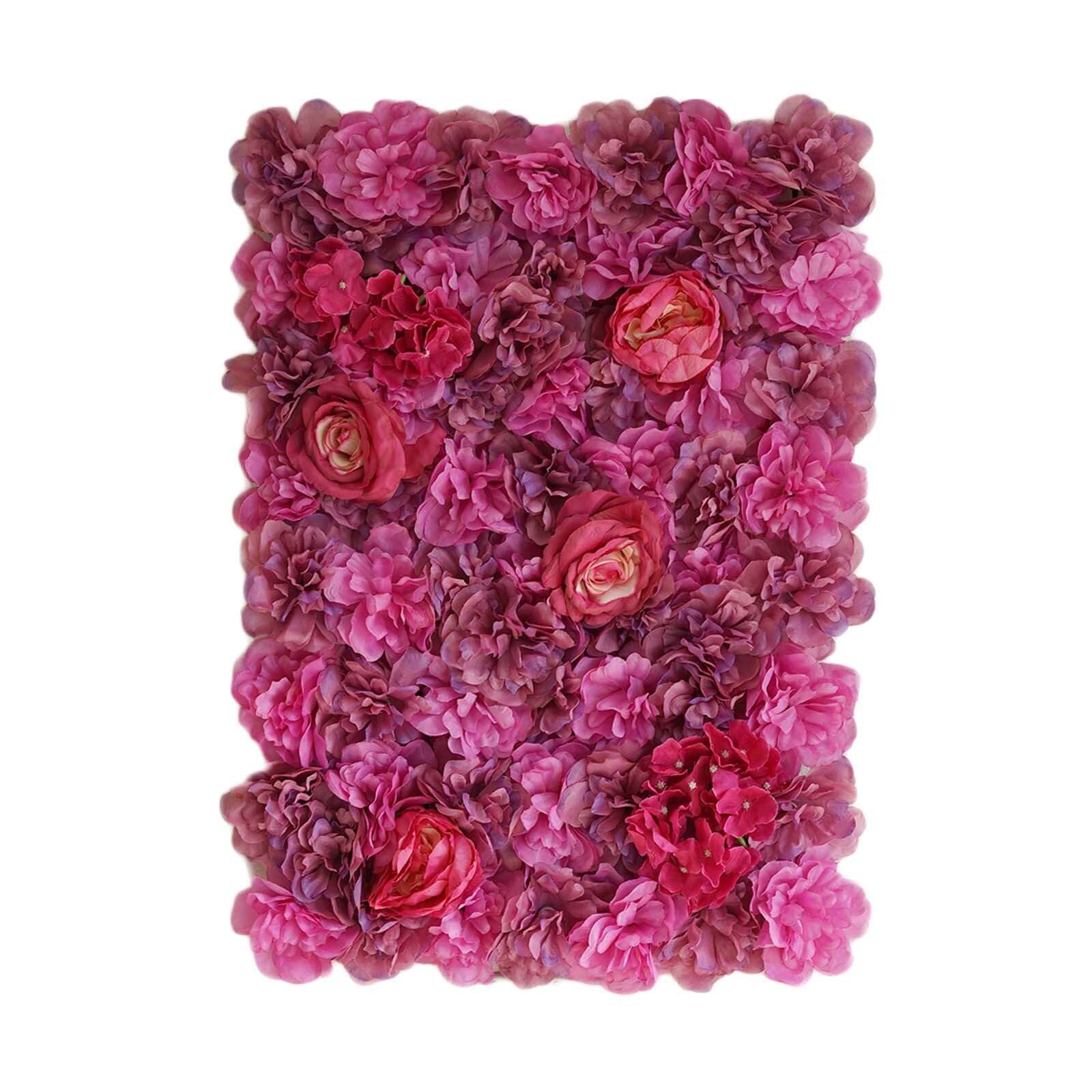 13 Sq ft. Violet Purple UV Protected Assorted Flower Wall Mat Backdrop - 4 Artificial Panels