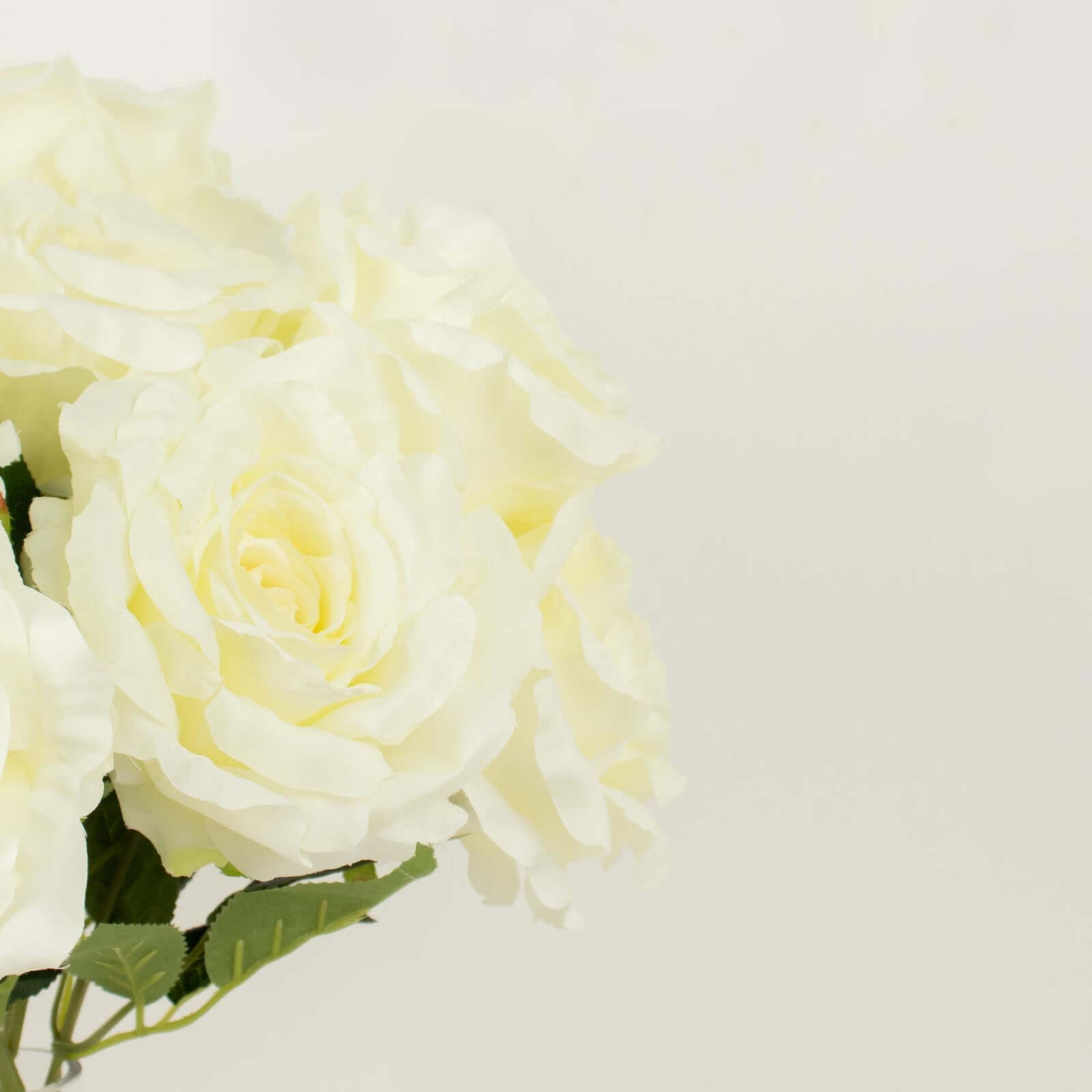2 Bushes 17" Ivory Premium Silk Jumbo Rose Flower Bouquet, High Quality Artificial Wedding Floral Arrangements