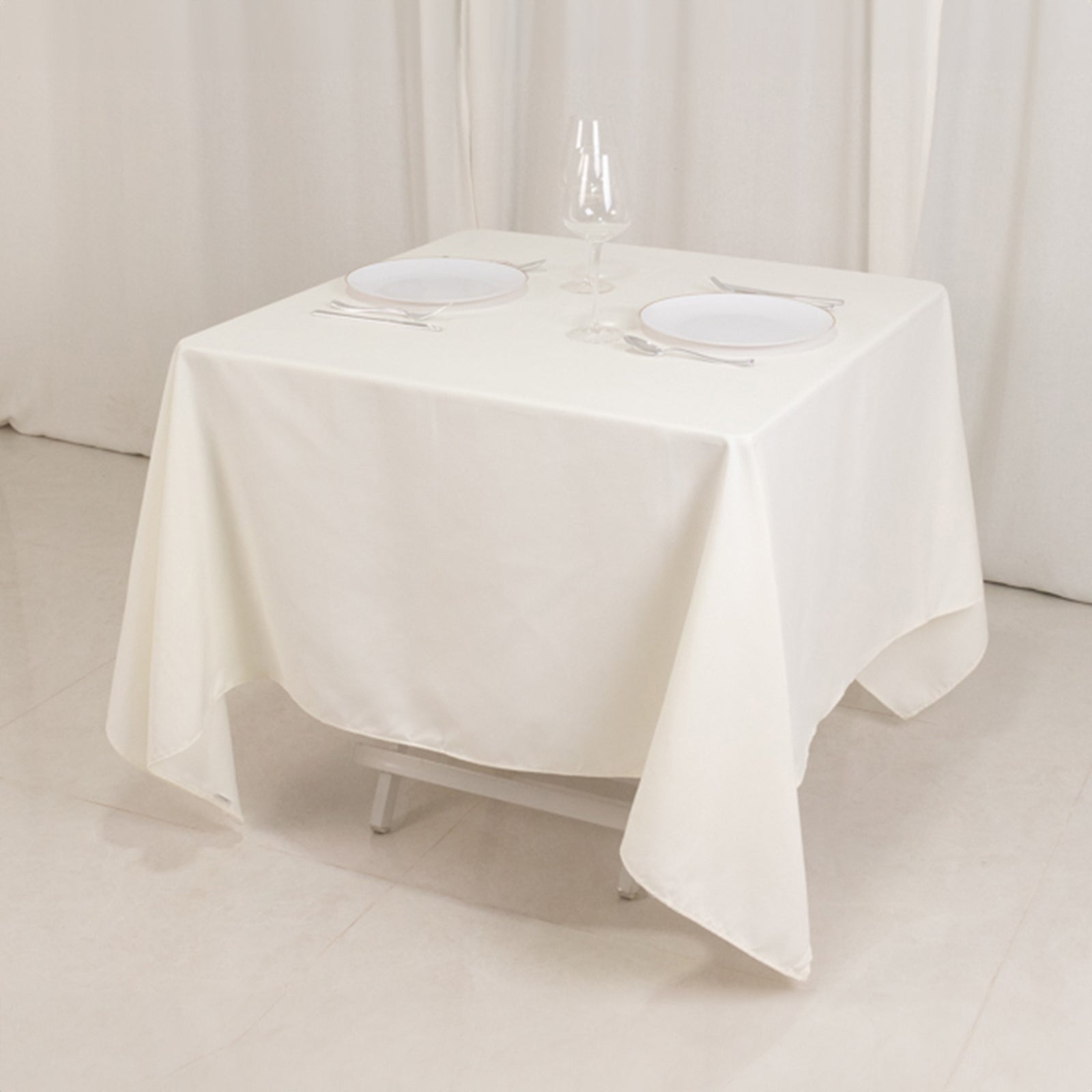Cotton Blend 70"x70" Square Tablecloth Ivory - Wrinkle-Resistant Fabric Table Cover
