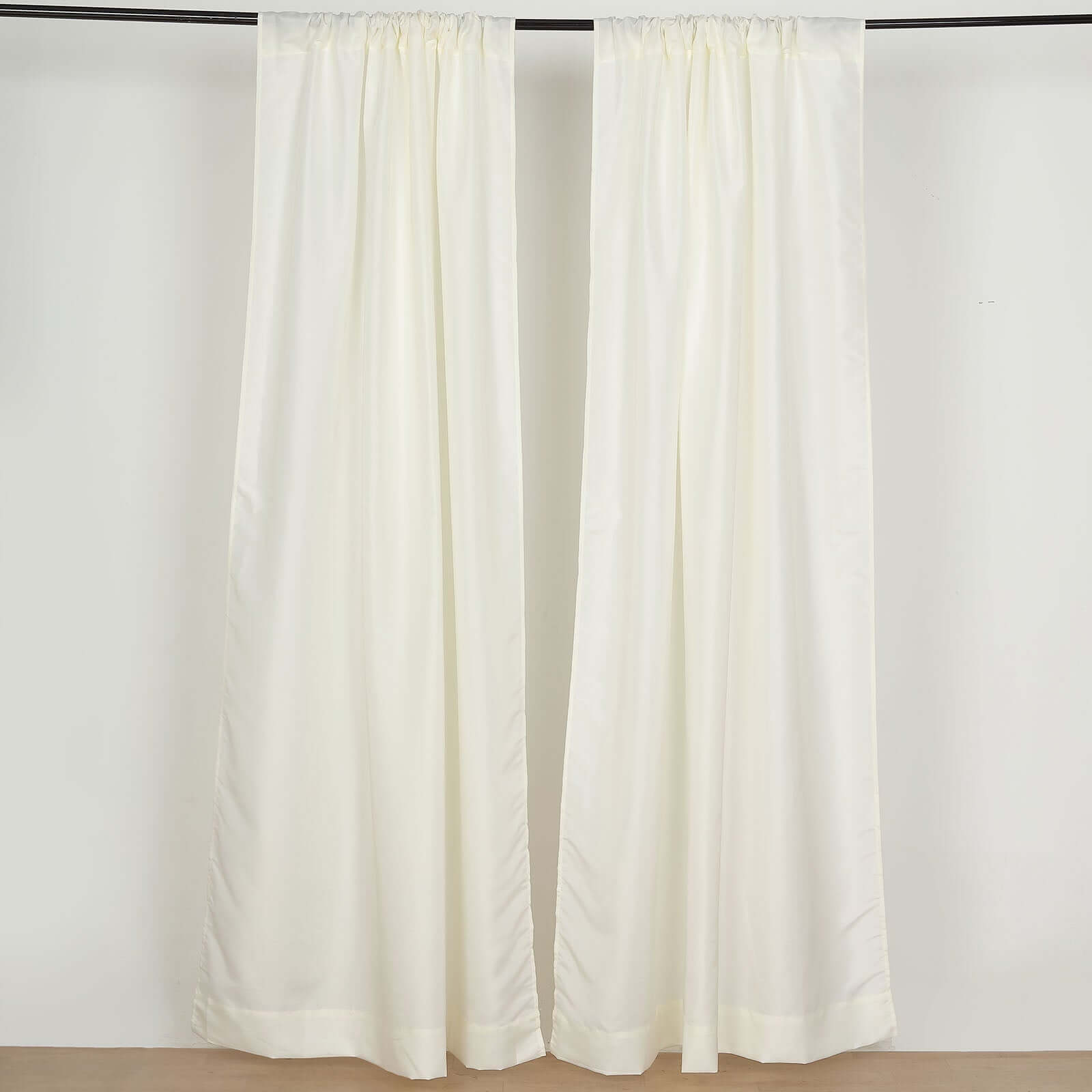 2 Pack Ivory Polyester Event Curtain Drapes, 10ftx8ft Backdrop Event Panels With Rod Pockets 130 GSM