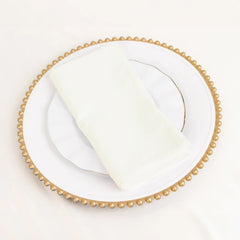 5 Pack Cotton Blend 20"x20" Napkins Ivory - Wrinkle-Resistant & Washable Dinner Napkins