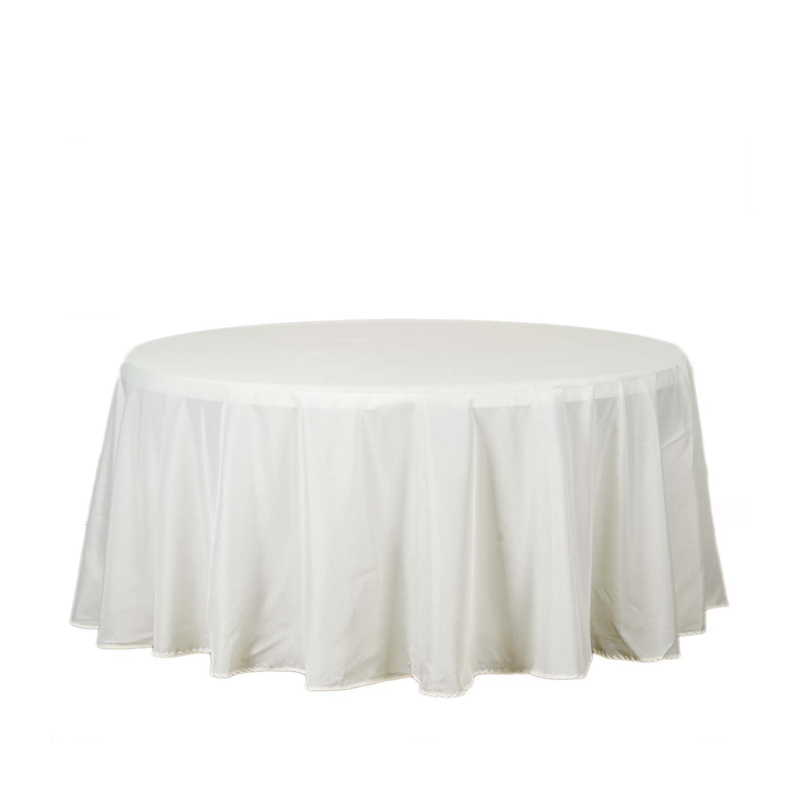 Polyester 132" Round Tablecloth Ivory - Seamless Chic Design Table Cover