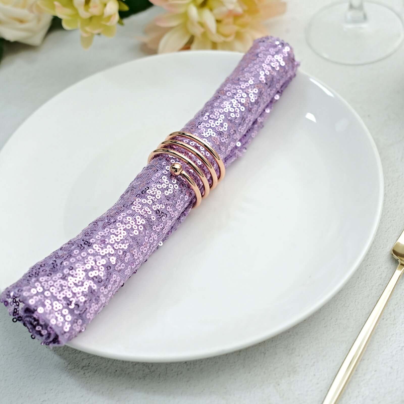 Sequin 20"x20" Napkin Lavender Lilac - Shimmering Dinner Napkin