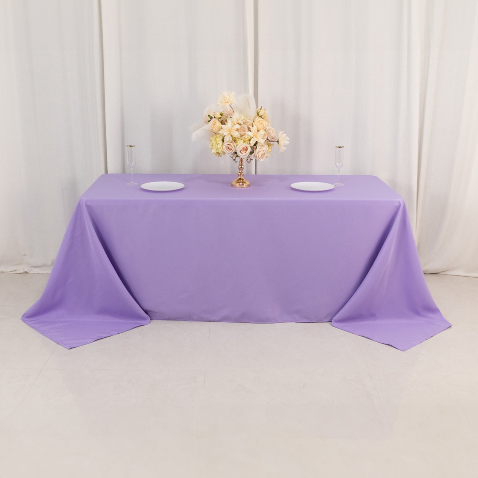 Premium Polyester 90"x132" Rectangle Tablecloth Lavender Lilac - Seamless 220GSM Stain-Resistant Table Cover