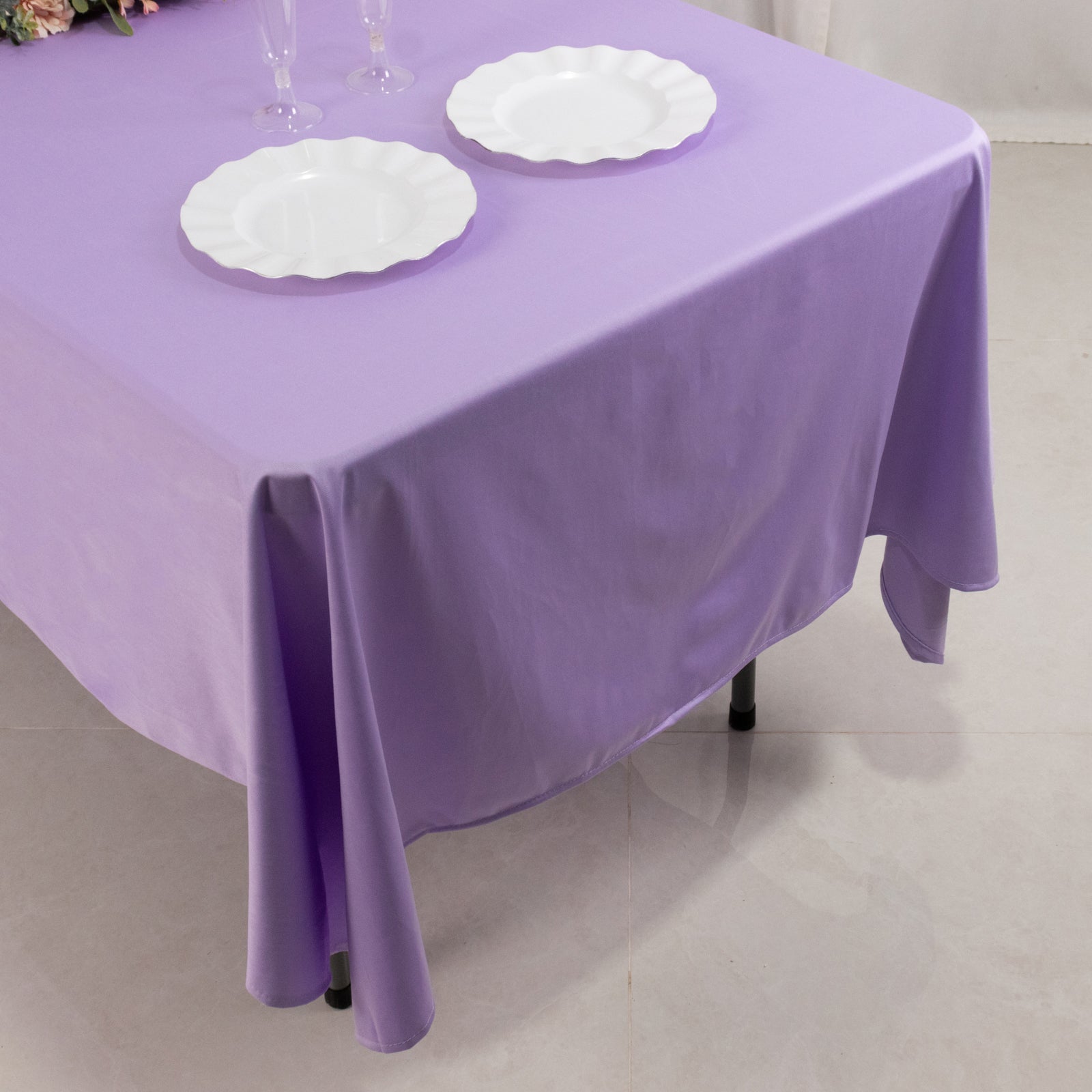 Scuba Rectangular 60"x102" Tablecloth Lavender Lilac - Wrinkle Free & Stain Resistant Table Cover