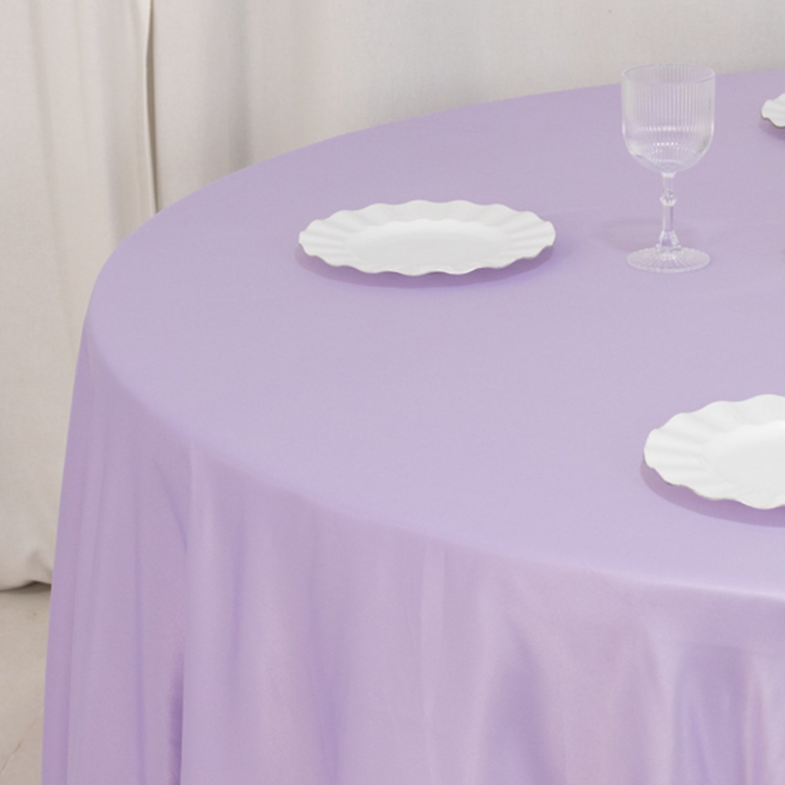 Lamour Satin 108" Round Tablecloth Lavender Lilac - Durable & Silk-Like Table Cover