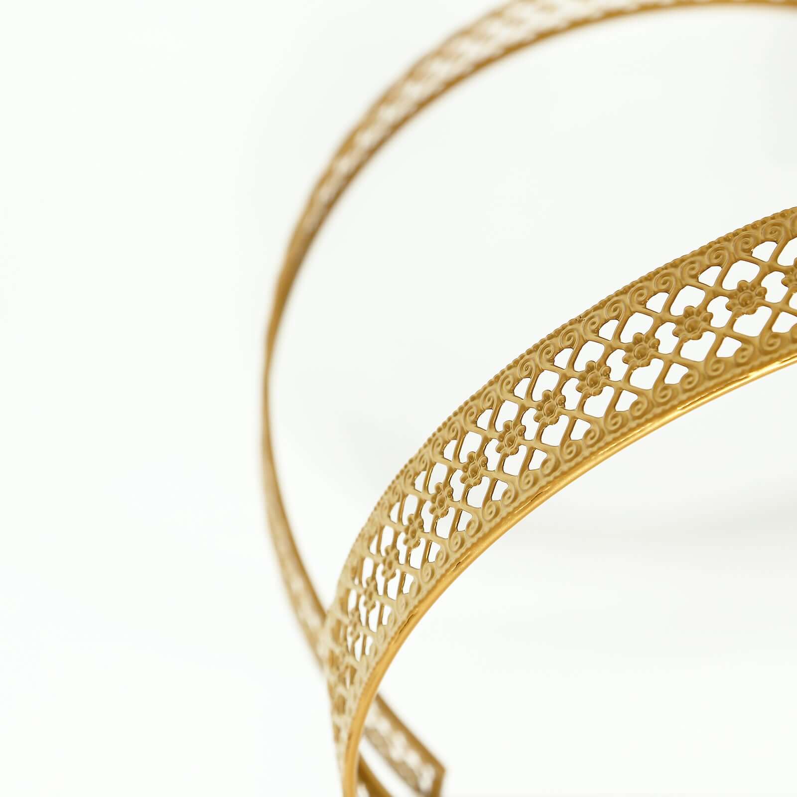 Metal Wedding Cake Stand 26" Gold Princess Crown Style - Exquisite Cupcake Display Holder Centerpiece for Fairy Tale Weddings & Chic Dessert Presentations