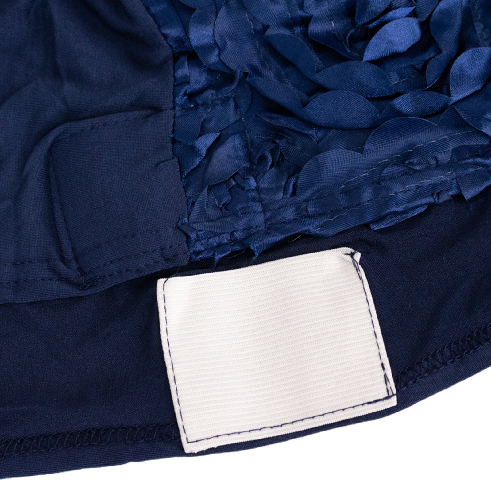 Satin Rosette Chair Cover for Banquet Chairs Navy Blue - Stretch Fitted Slip-On Slipcover