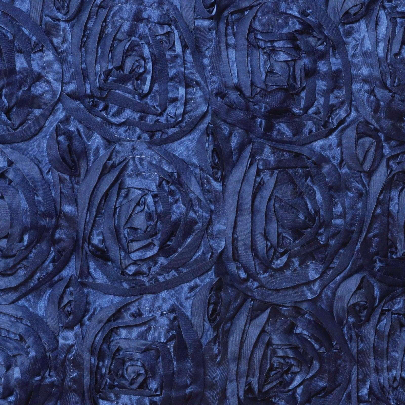 Rosette Satin 14"x108" Table Runner Navy Blue - Grandiose Design