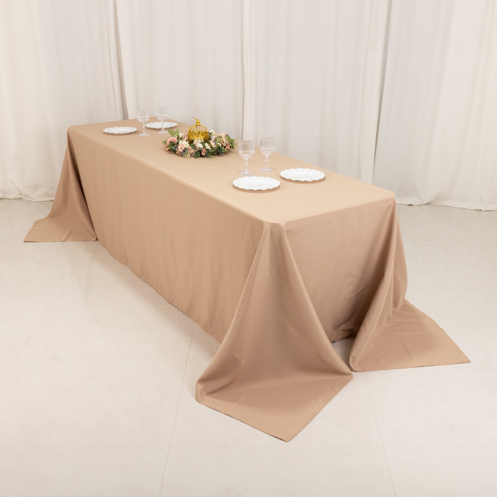 Premium Polyester 90"x156" Rectangle Tablecloth Nude - Seamless 220GSM Stain-Resistant Table Cover