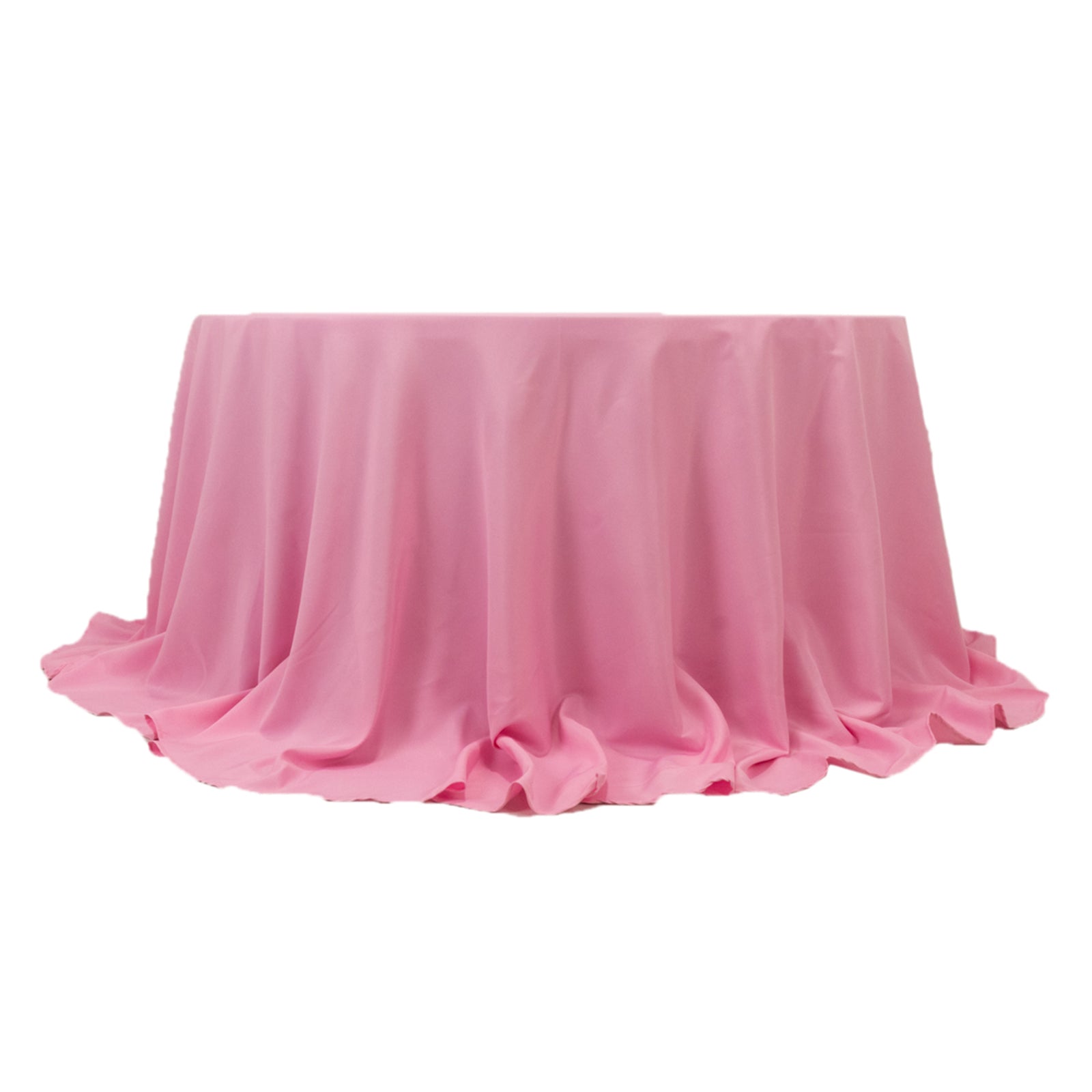 Premium Polyester 132" Round Tablecloth Pink - Seamless 220GSM Wrinkle-Resistant Table Cover