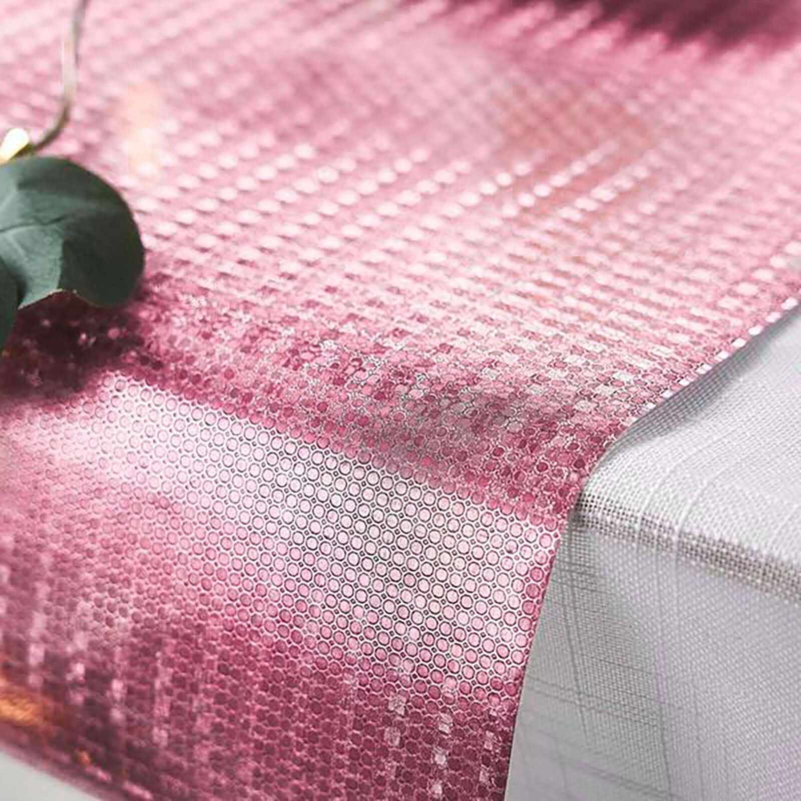 Glitter Paper 9ft Table Runner Roll Rose Gold Disposable Circle Pattern - Stylish Party Decor