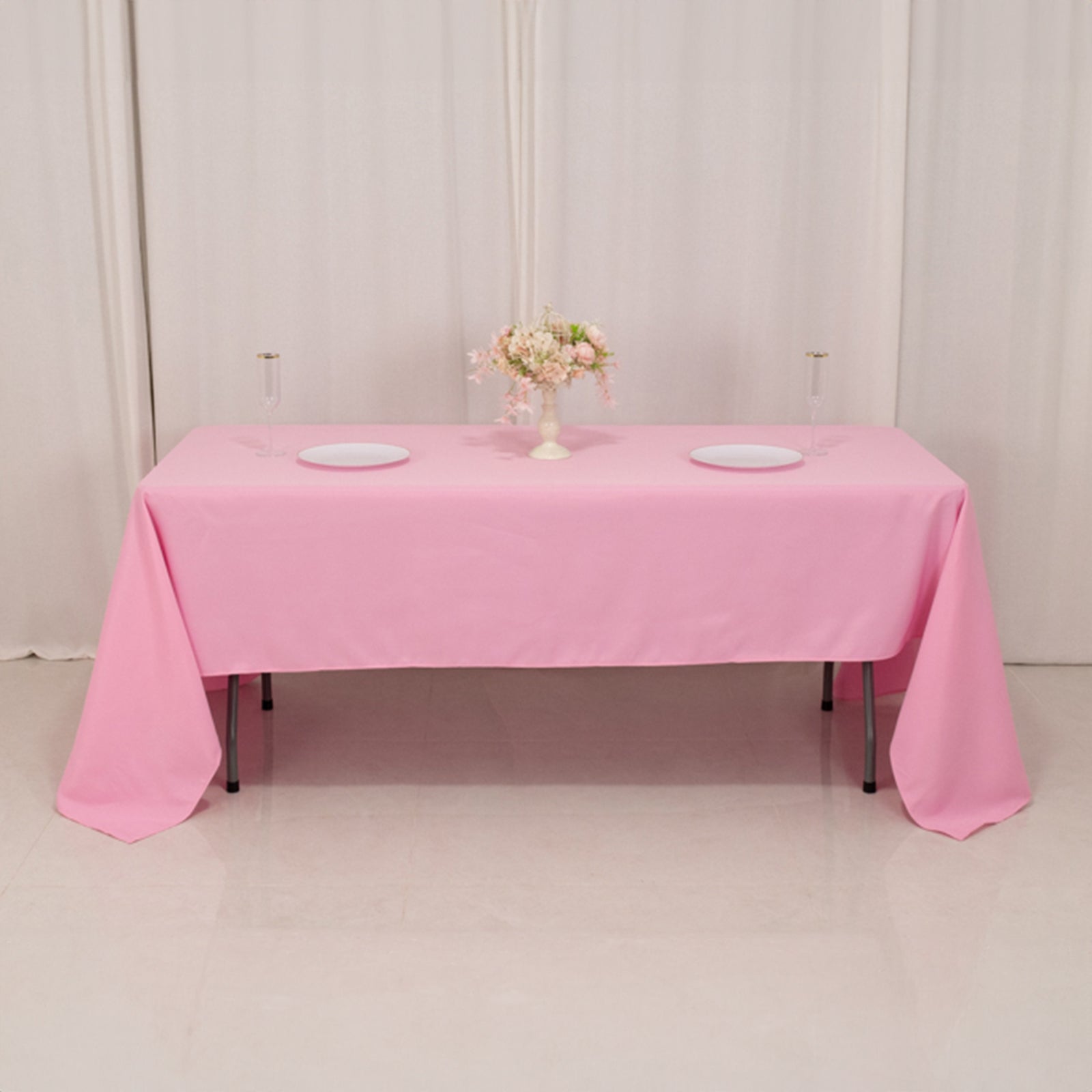 Premium Polyester 60"x126" Rectangle Tablecloth Pink - Stain-Resistant 220GSM Finish Table Cover