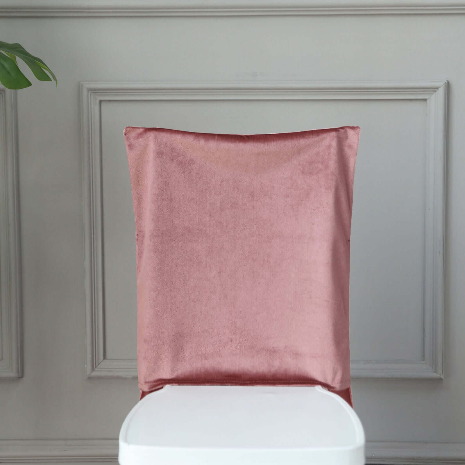 Velvet Chair Back Slipcover for Chiavari Chairs Dusty Rose - Soft and Smooth Solid Chair Back Cover Cap