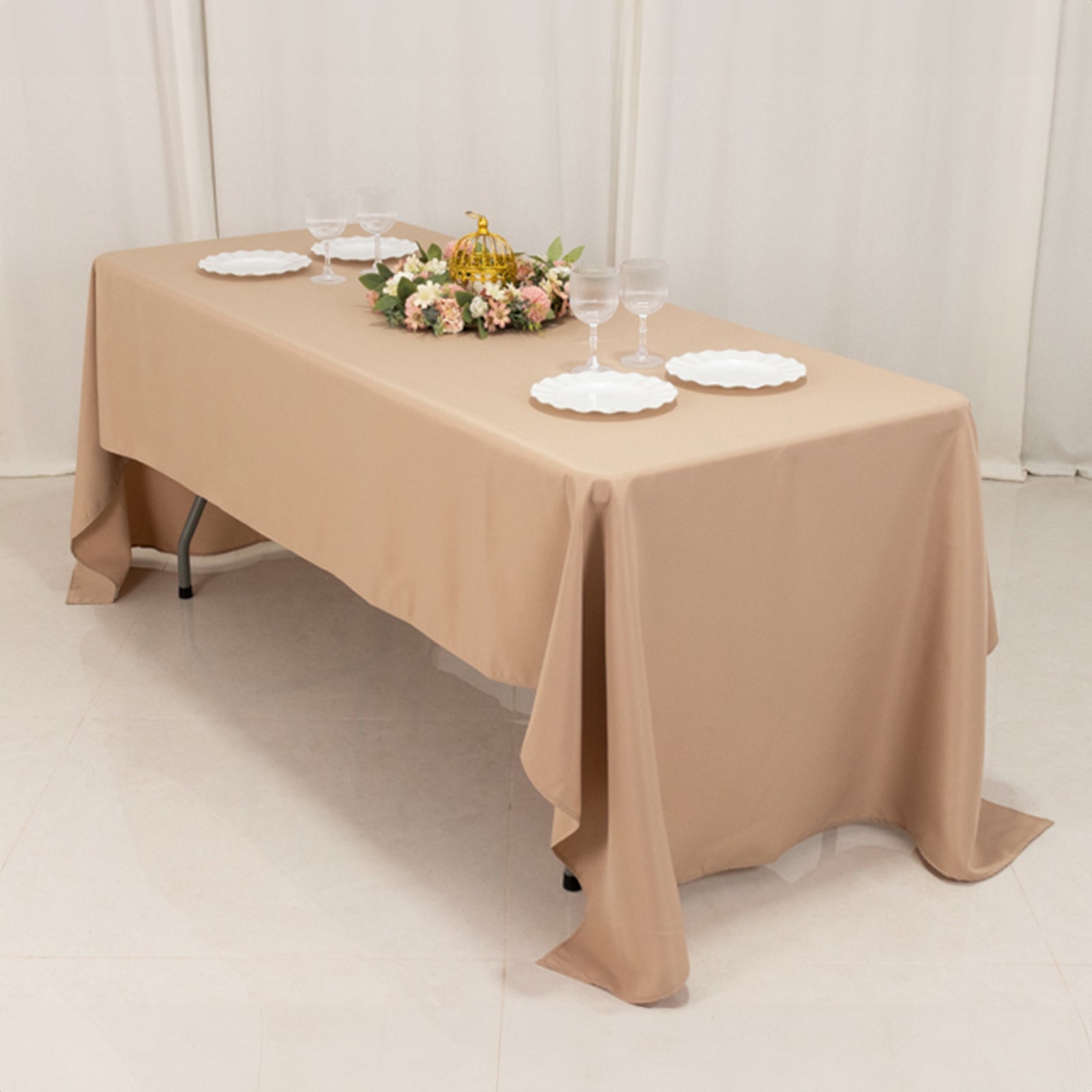 Premium Polyester 60"x126" Rectangle Tablecloth Nude - Stain-Resistant 220GSM Finish Table Cover