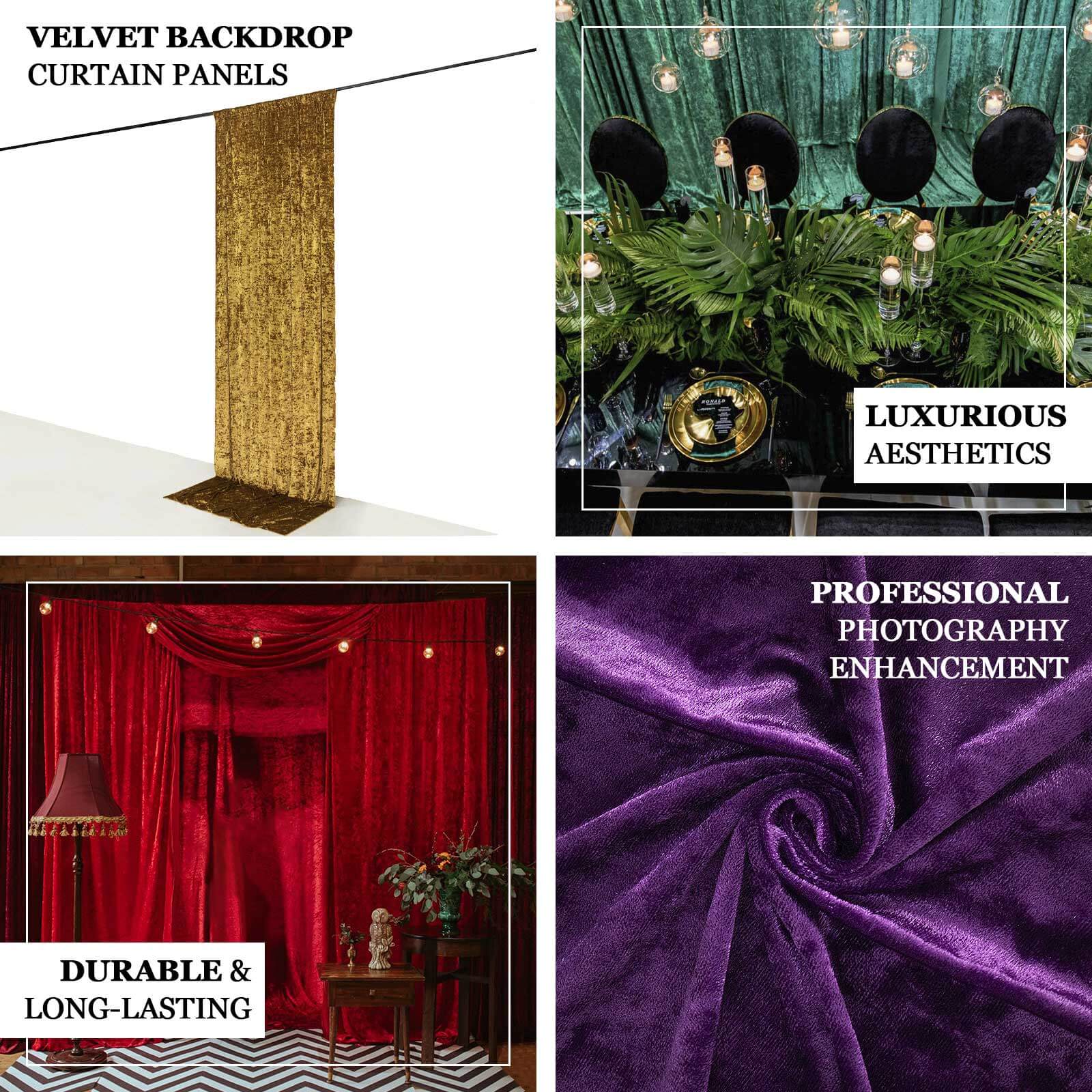 Purple Crushed Velvet Backdrop Curtain – 5ft x 12ft Event Drape with Rod Pocket, Privacy Panel for Photo Booths & Events