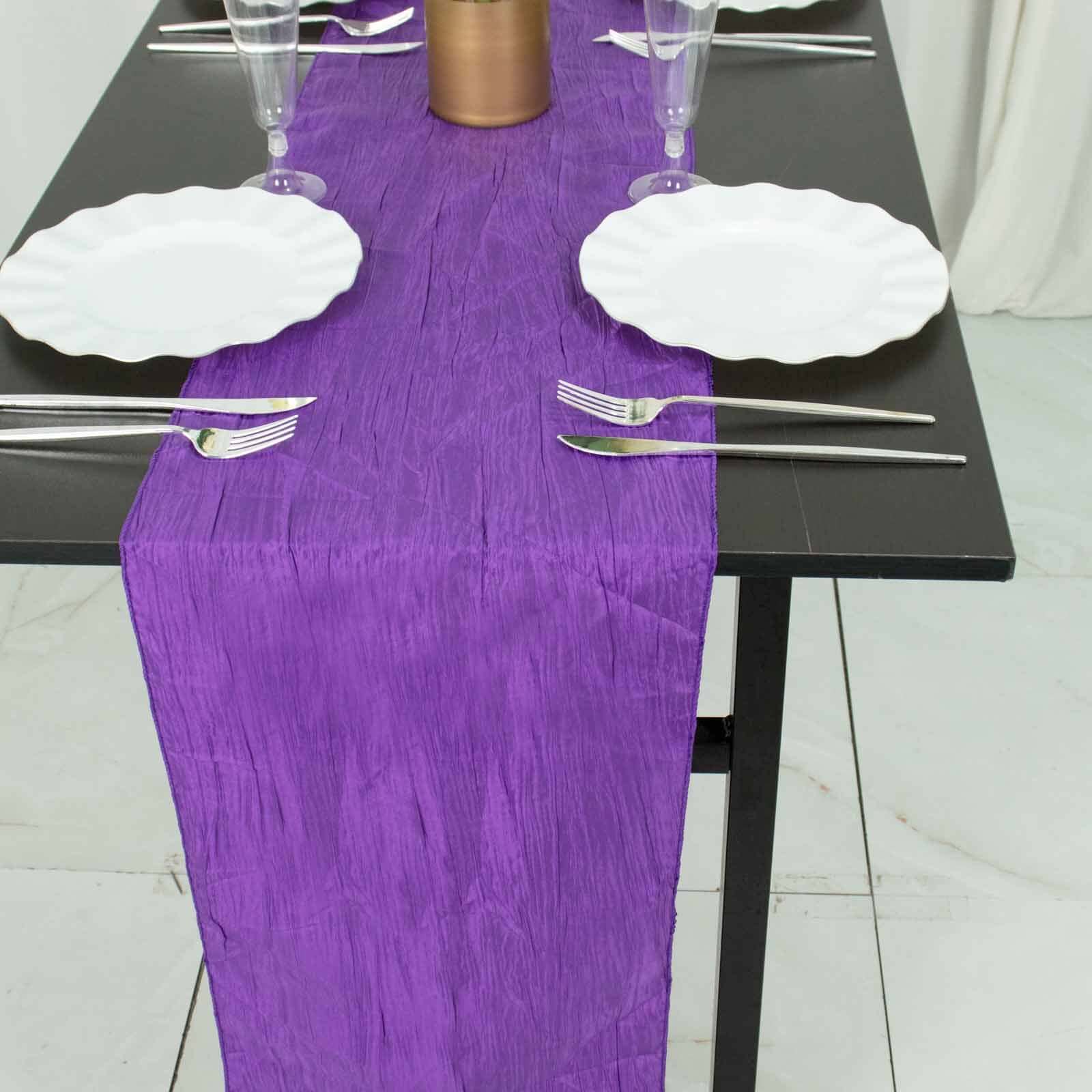 Taffeta 12"x108" Table Runner Purple - Accordion Crinkle Design