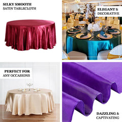 Satin 132" Round Tablecloth Purple - Stylish Seamless Table Cover