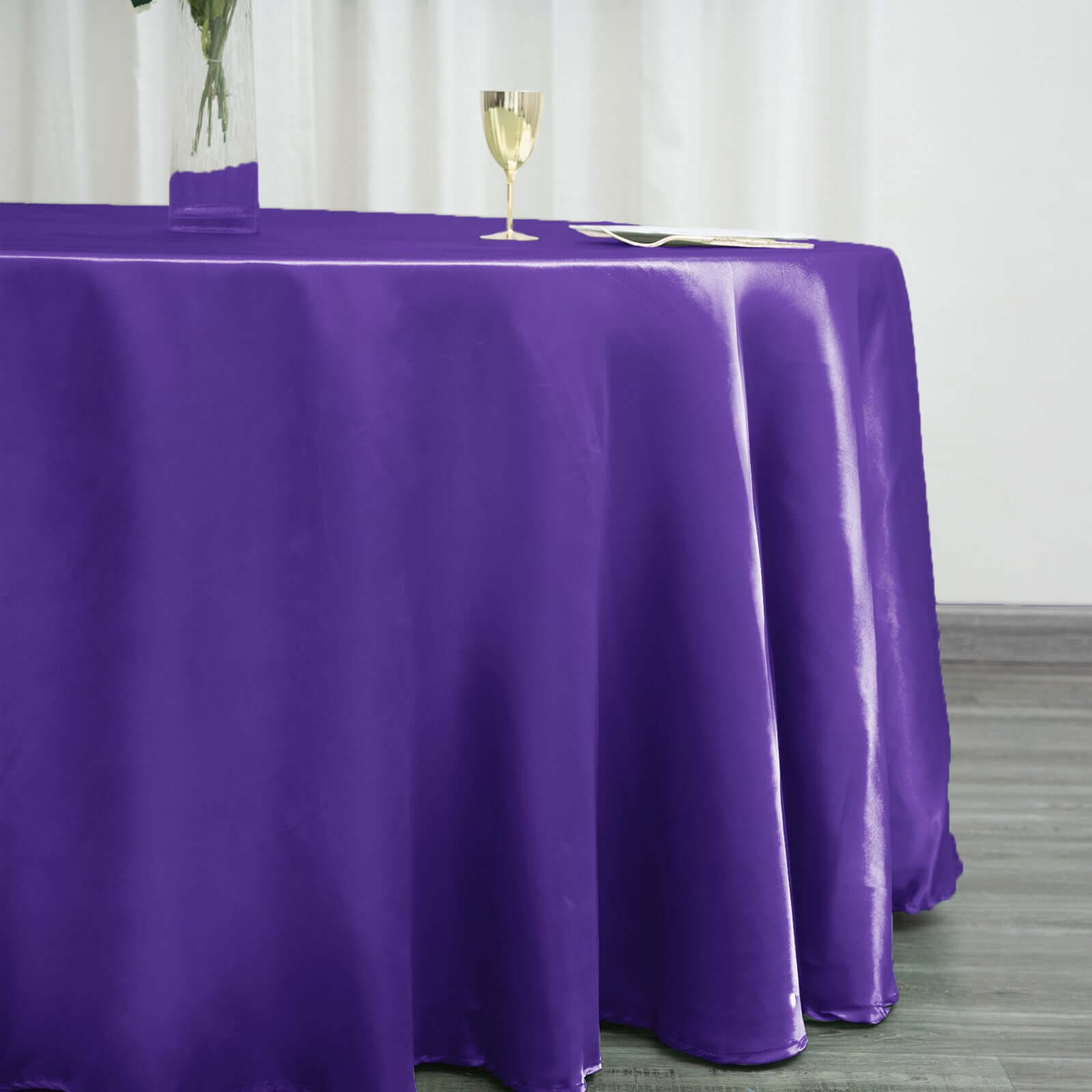 Satin 120" Round Tablecloth Purple - Stylish Seamless Table Cover