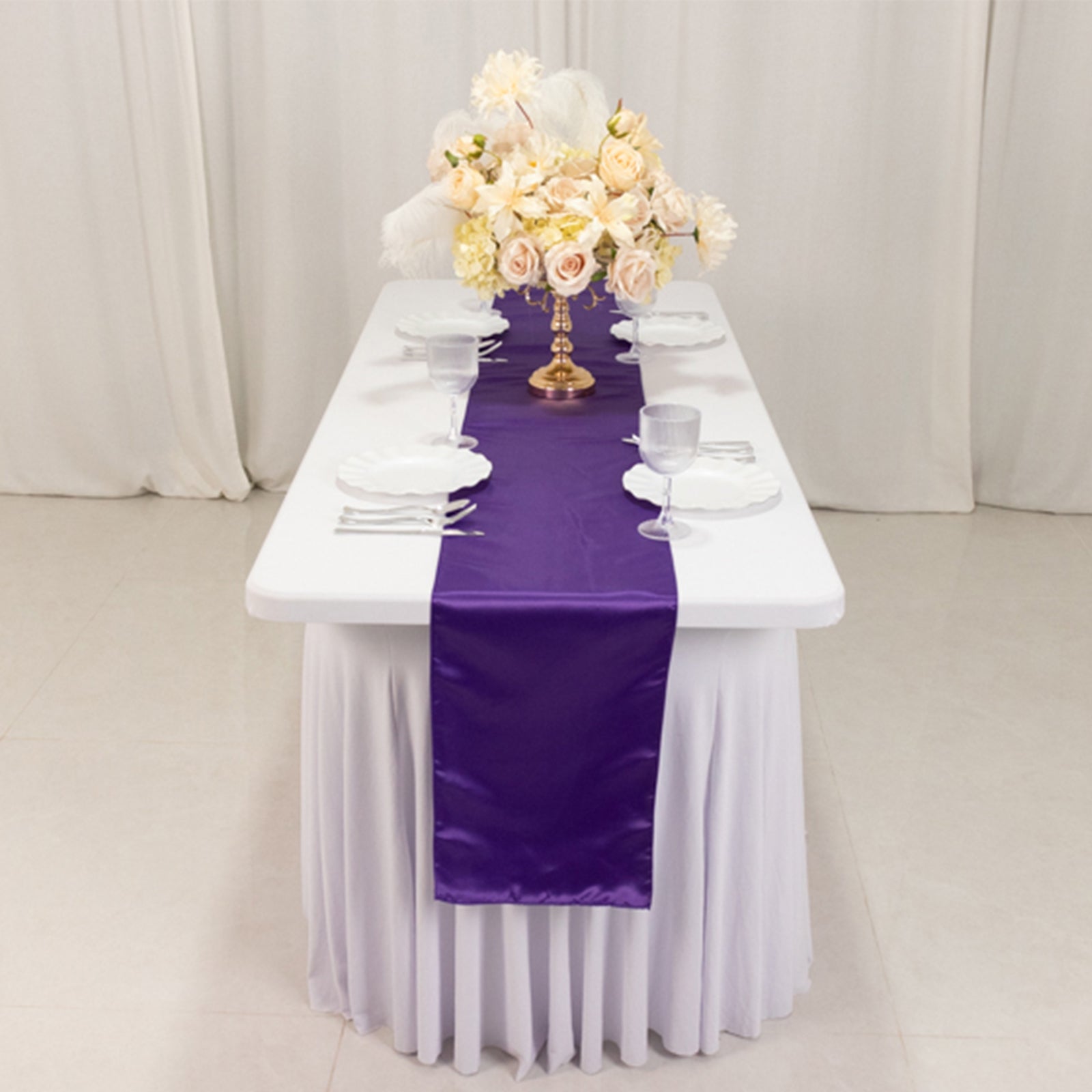 Lamour Satin 12"x108" Table Runner Purple - Smooth & Lustrous Finish