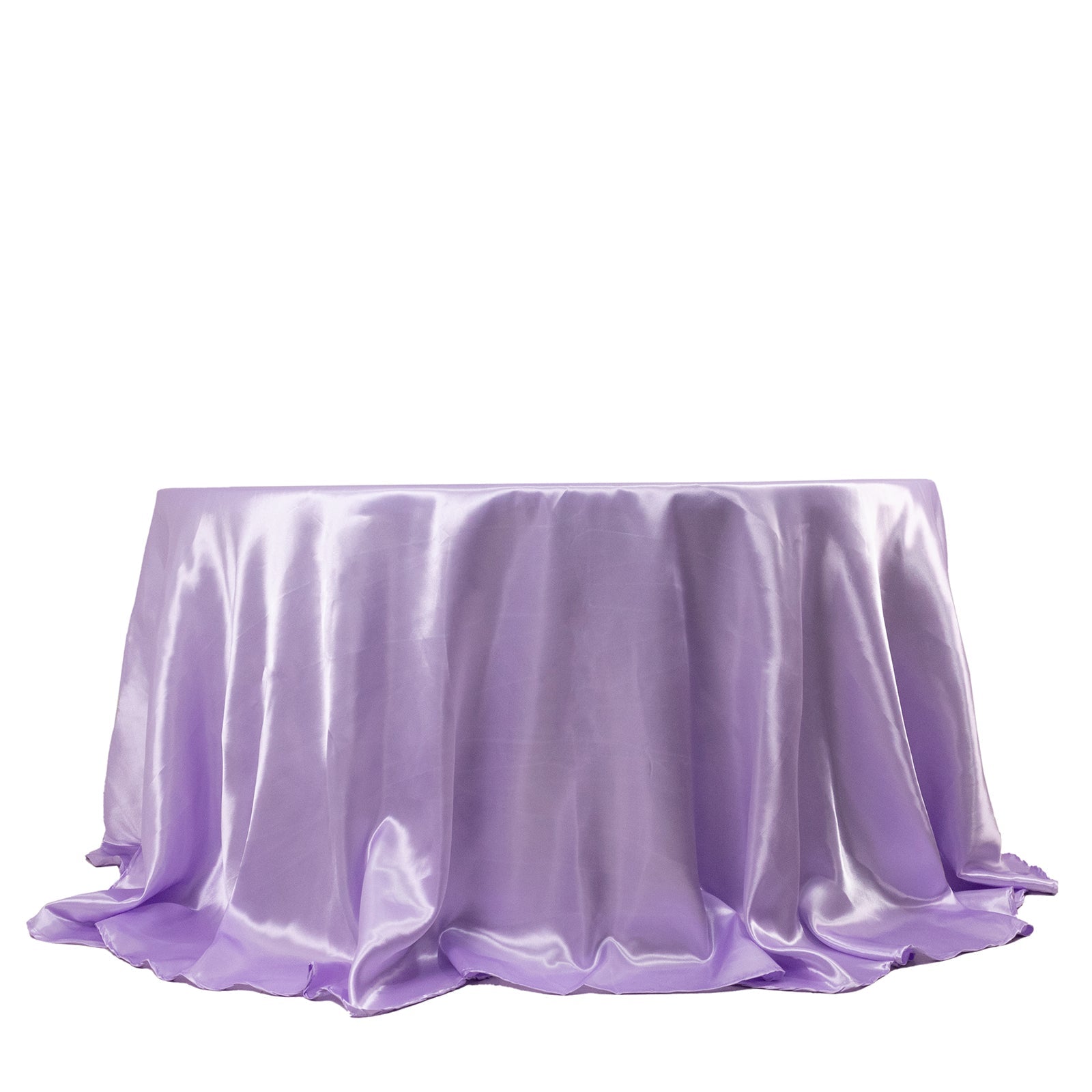 Satin 132" Round Tablecloth Lavender Lilac - Stylish Seamless Table Cover