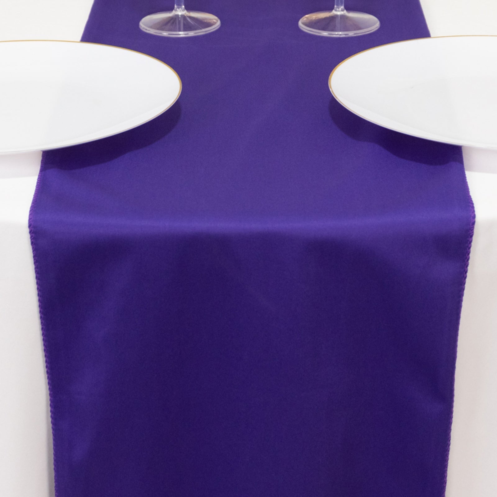 Scuba Polyester 12"x108" Table Runner Purple - Wrinkle-Free Table Linen