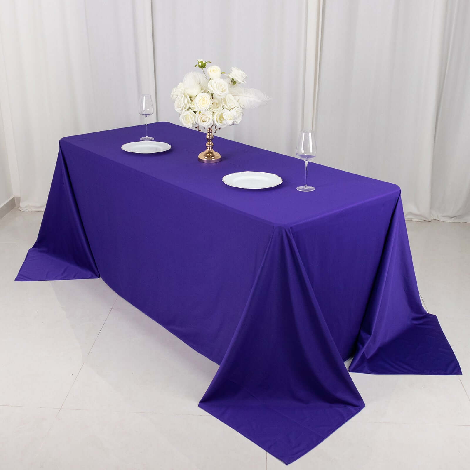 Scuba Rectangular 90"x132" Tablecloth Purple - Wrinkle Free, Stain Resistant & Seamless Table Cover
