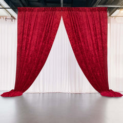 Red Crushed Velvet Backdrop Curtain – 5ft x 12ft Event Drape with Rod Pocket, Privacy Panel for Photo Booths & Events