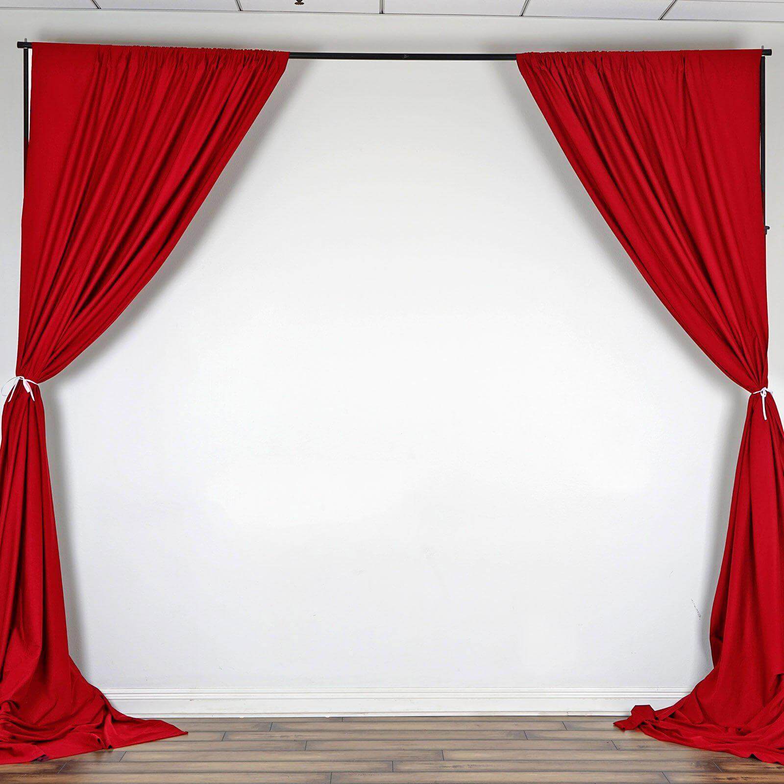 2 Pack Red Scuba Polyester Event Curtain Drapes, Durable Flame Resistant Backdrop Event Panels Wrinkle Free with Rod Pockets - 10ftx10ft