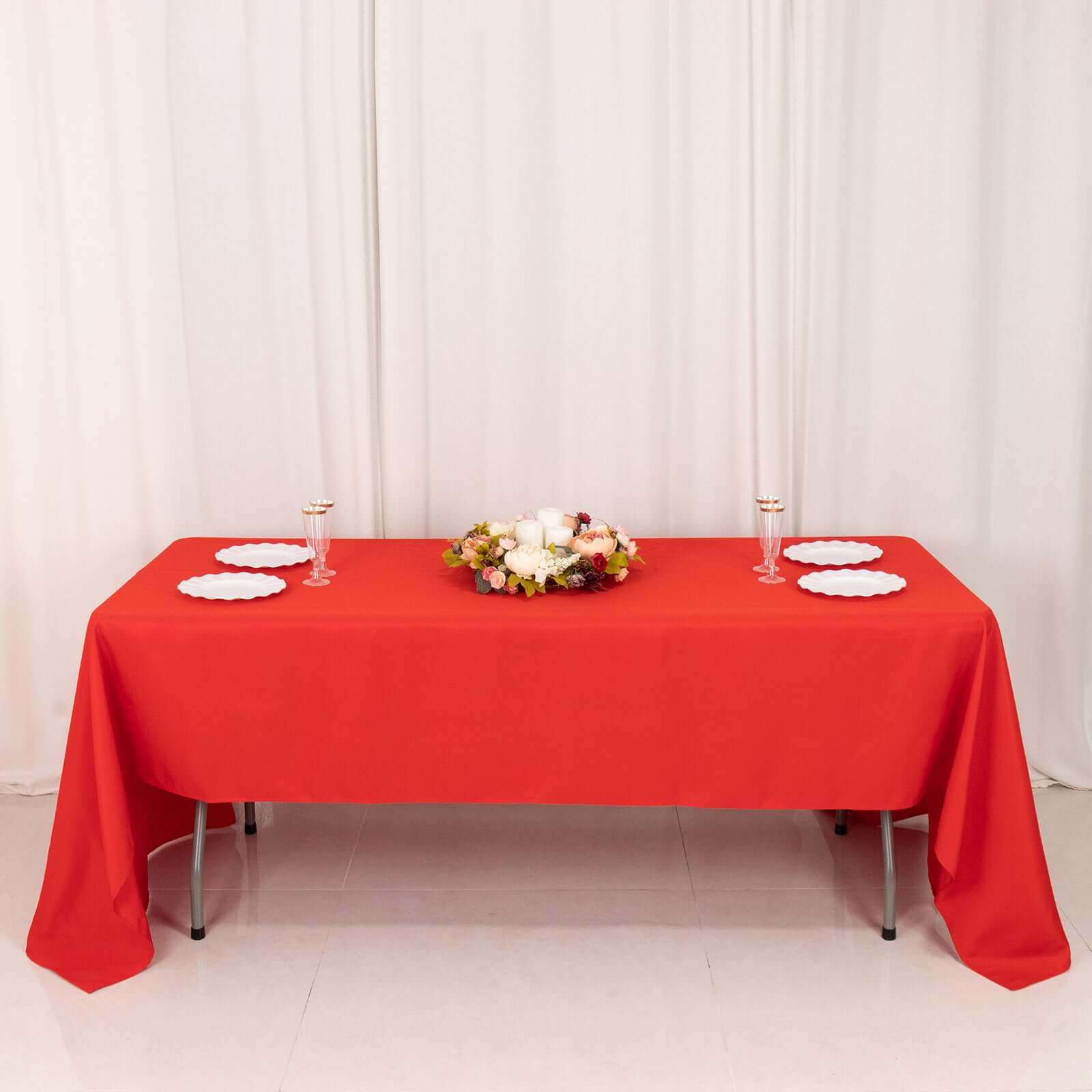 Premium Polyester 60"x126" Rectangle Tablecloth Red - Stain-Resistant 220GSM Finish Table Cover
