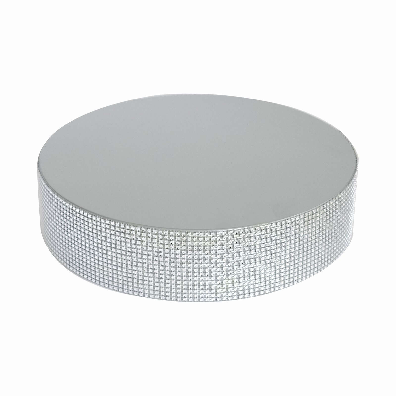 Metal Pedestal Cake Stand Round Design with Rhinestones Silver - Cupcake Holder and Dessert Table Centerpiece 14"