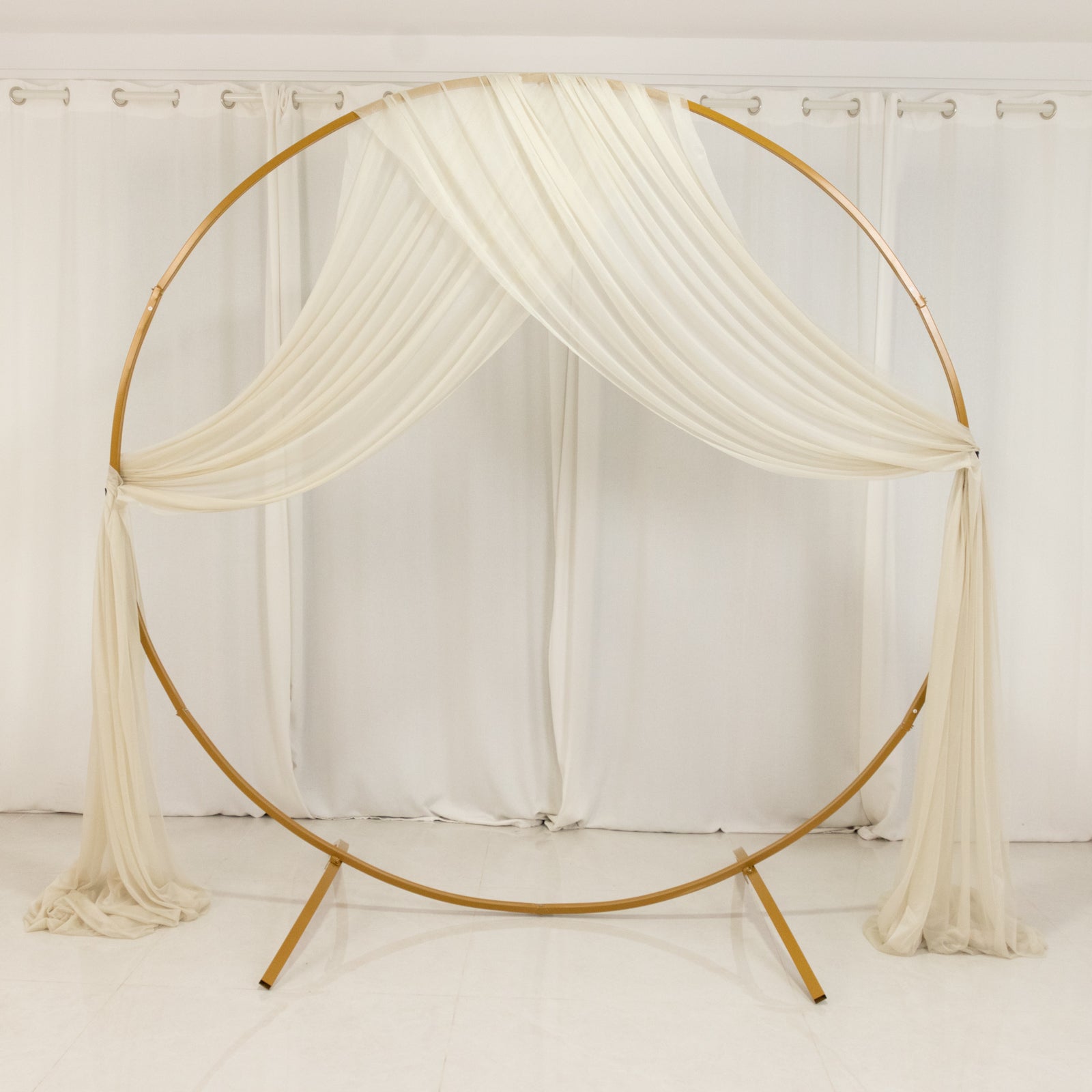 Beige Sheer Backdrop Drape – 5ftx32ft Wedding Arch & Ceiling Decor Panel, Wrinkle Free with Soft Shimmer
