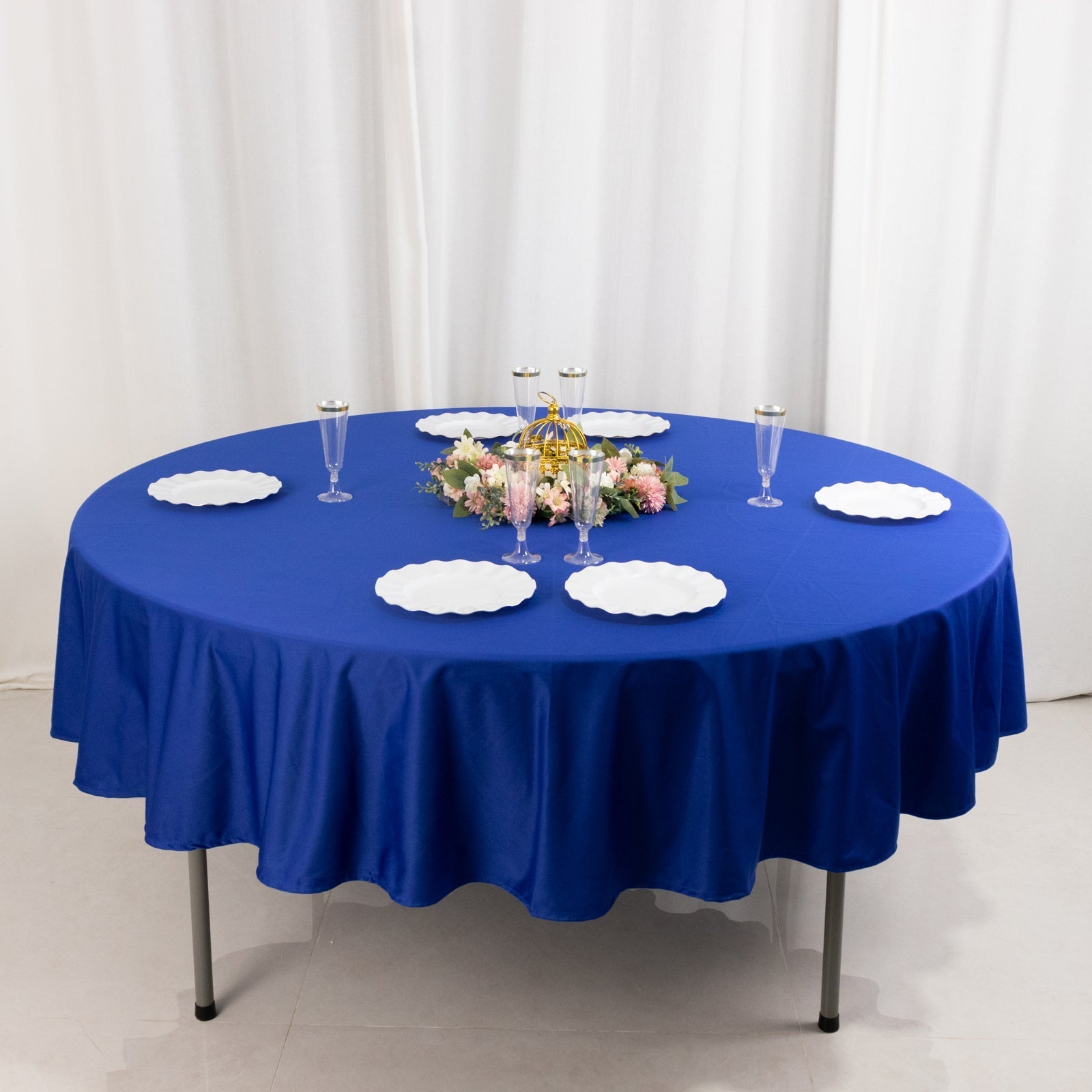 Scuba Round 90" Tablecloth Royal Blue - Wrinkle Free & Stain Resistant Table Cover