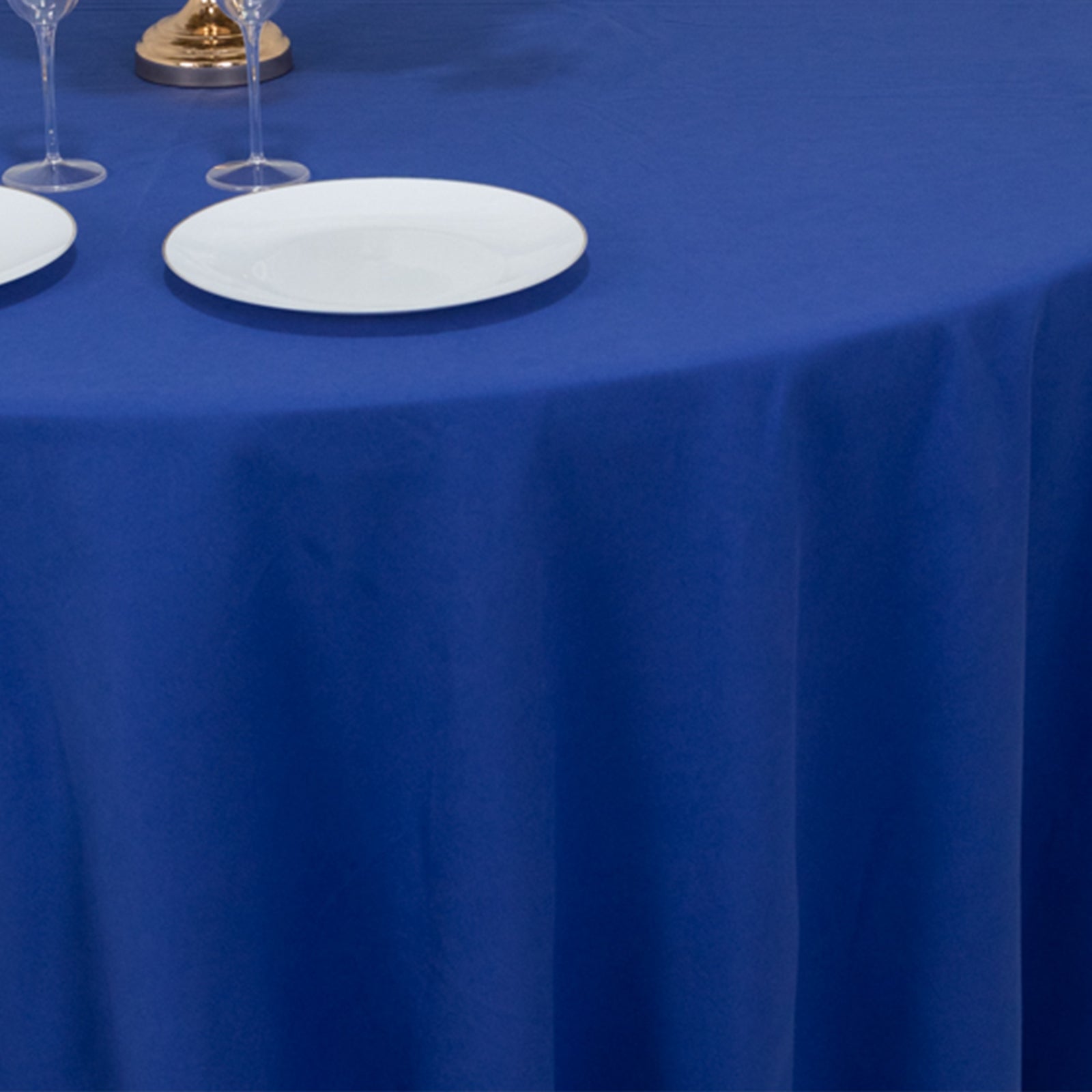 Cotton Blend 120" Round Tablecloth Royal Blue - Seamless Wrinkle-Resistant Table Cover